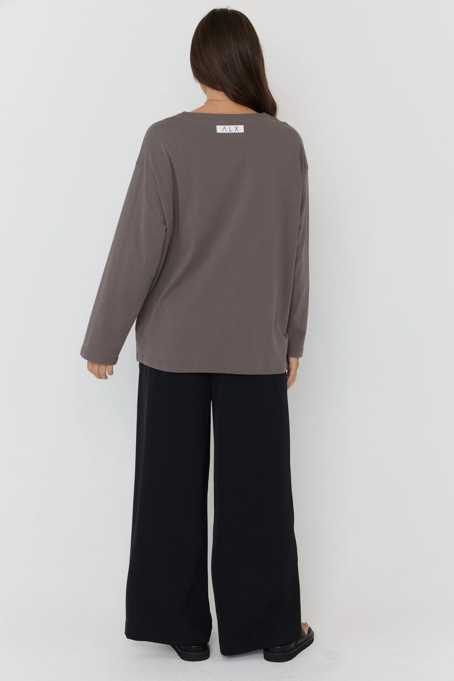 NIX V Long Sleeve Top Taupe Brown - Image 10
