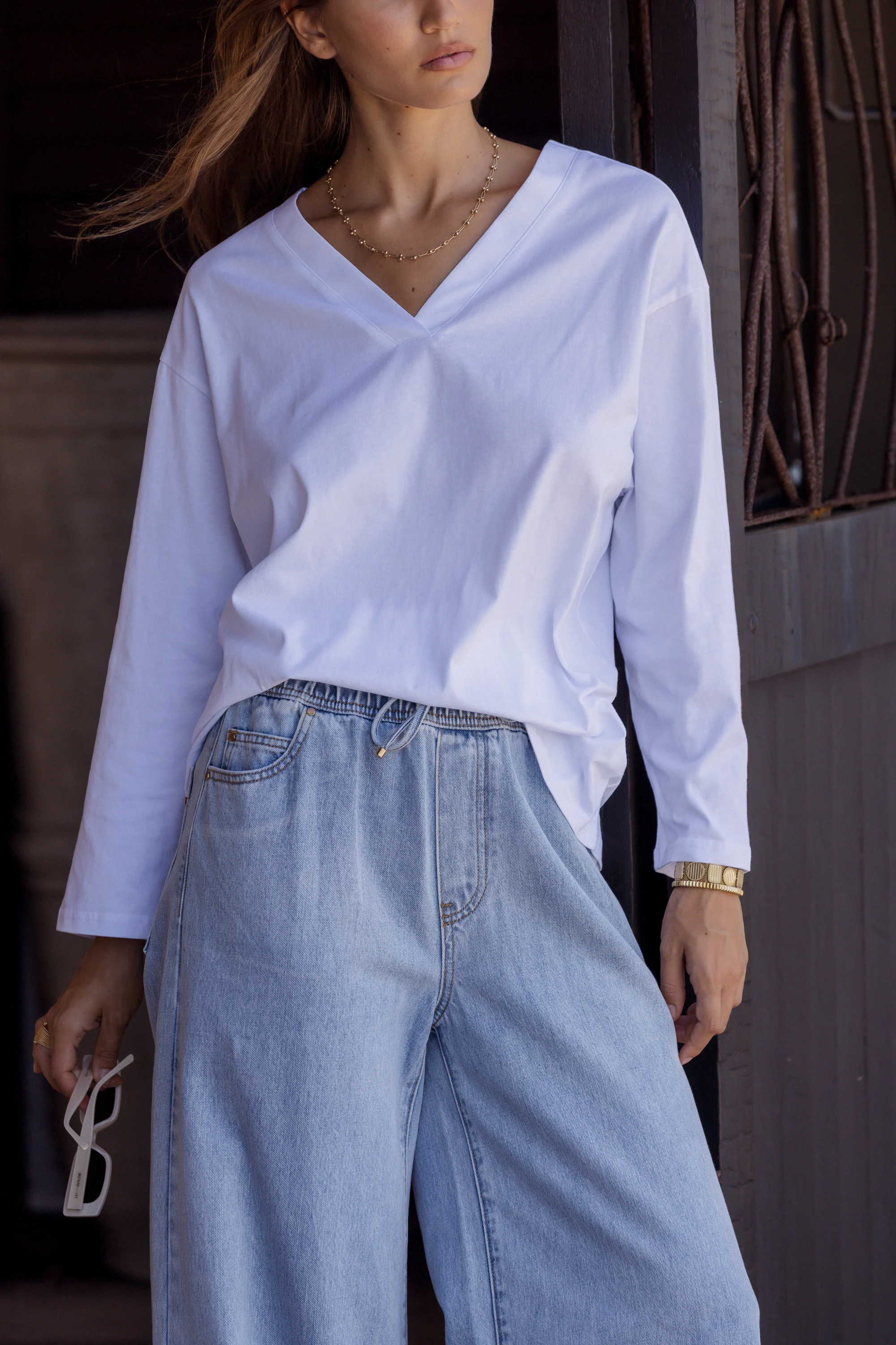 NIX V Long Sleeve Top White - Image 3