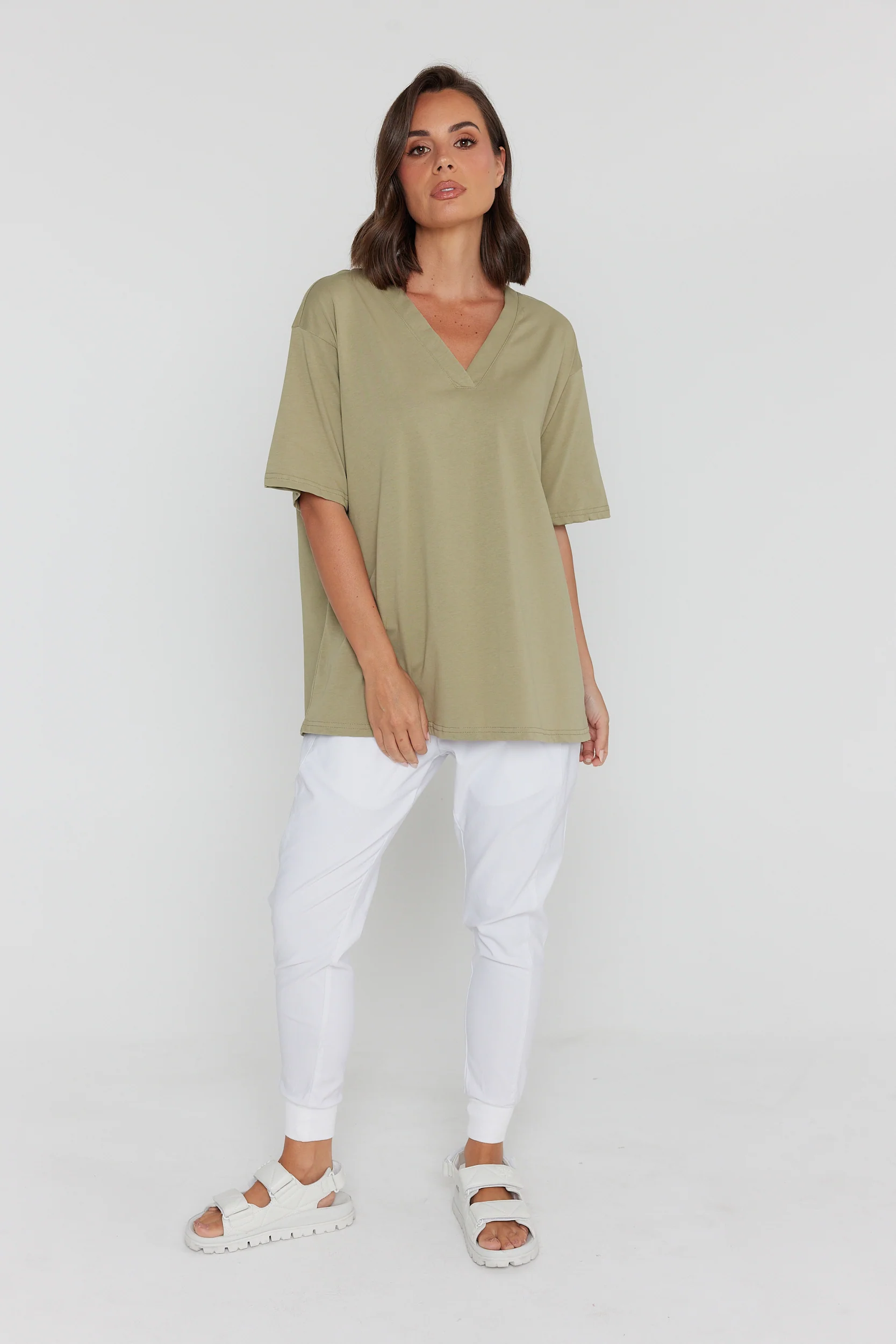 NIX V-Neck T-Shirt Green Taupe - Image 5