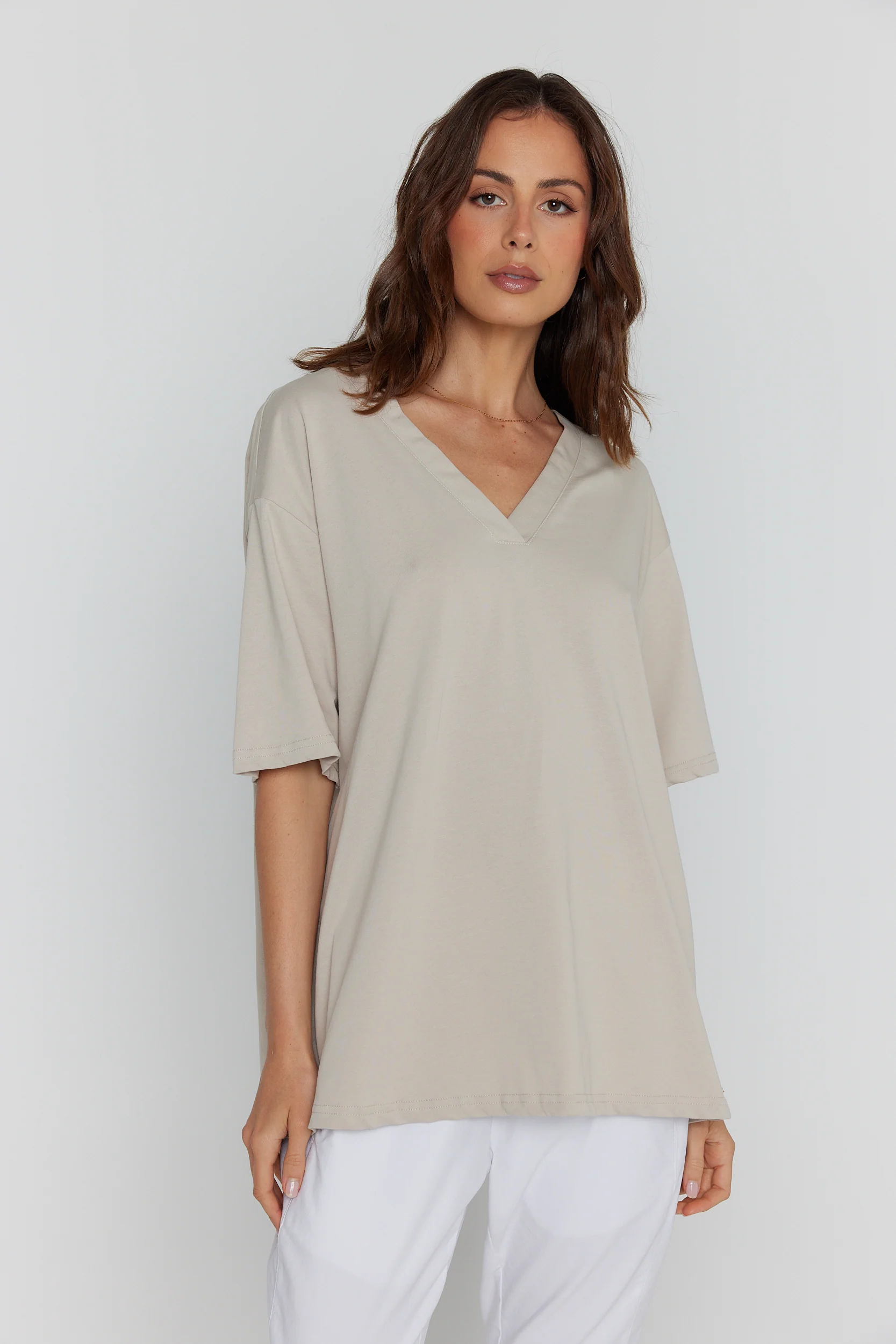 NIX V-Neck T-Shirt Stone - Image 5