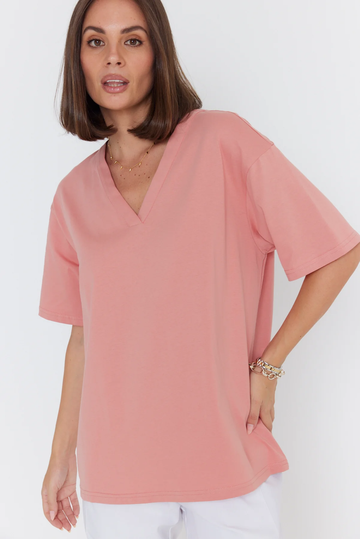 NIX V-Neck T-Shirt Dusty Rose - Image 6