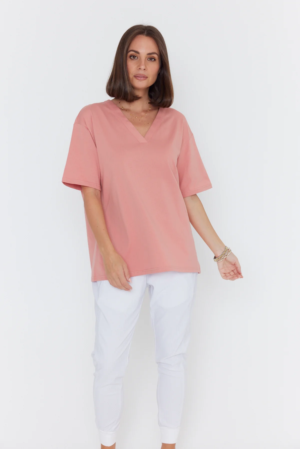 NIX V-Neck T-Shirt Dusty Rose - Image 7