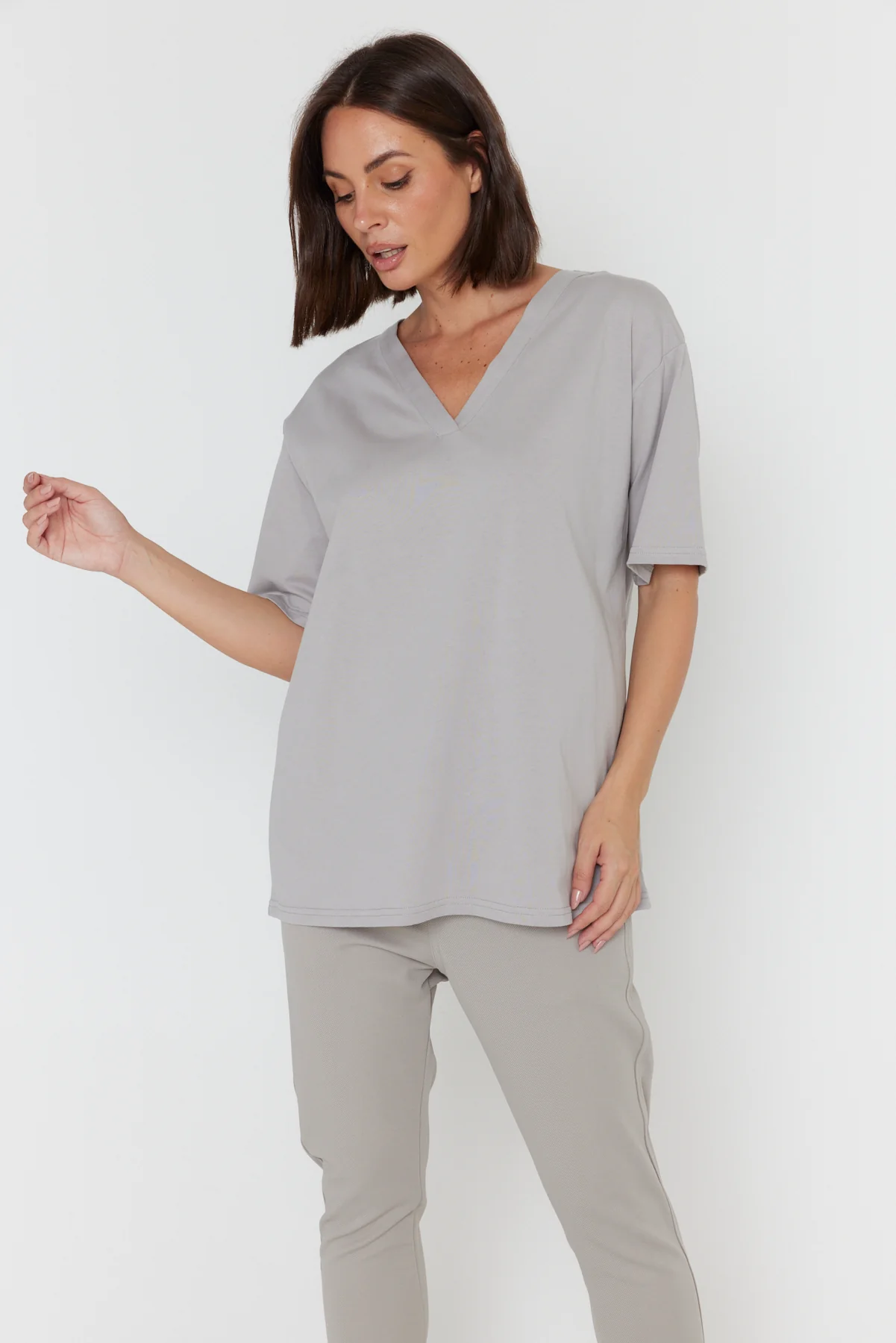 NIX V-Neck T-Shirt Grey - Image 7