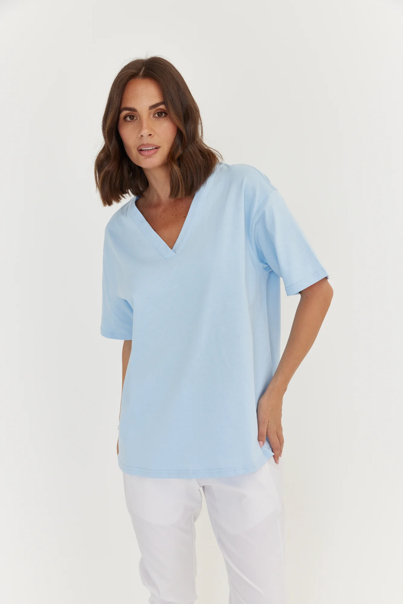 NIX V-Neck T-Shirt Light Blue - Image 7