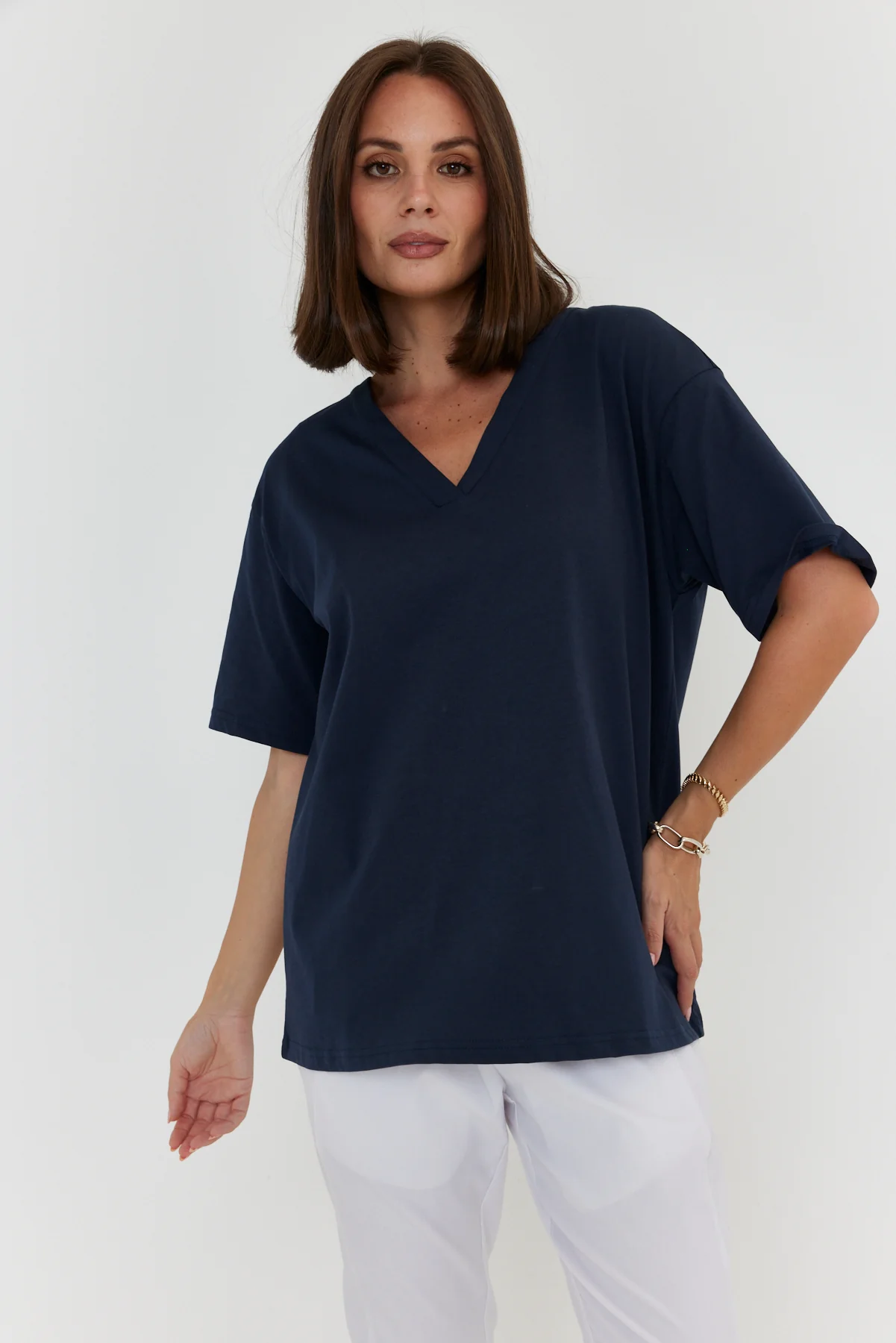 NIX V-Neck T-Shirt Navy - Image 4