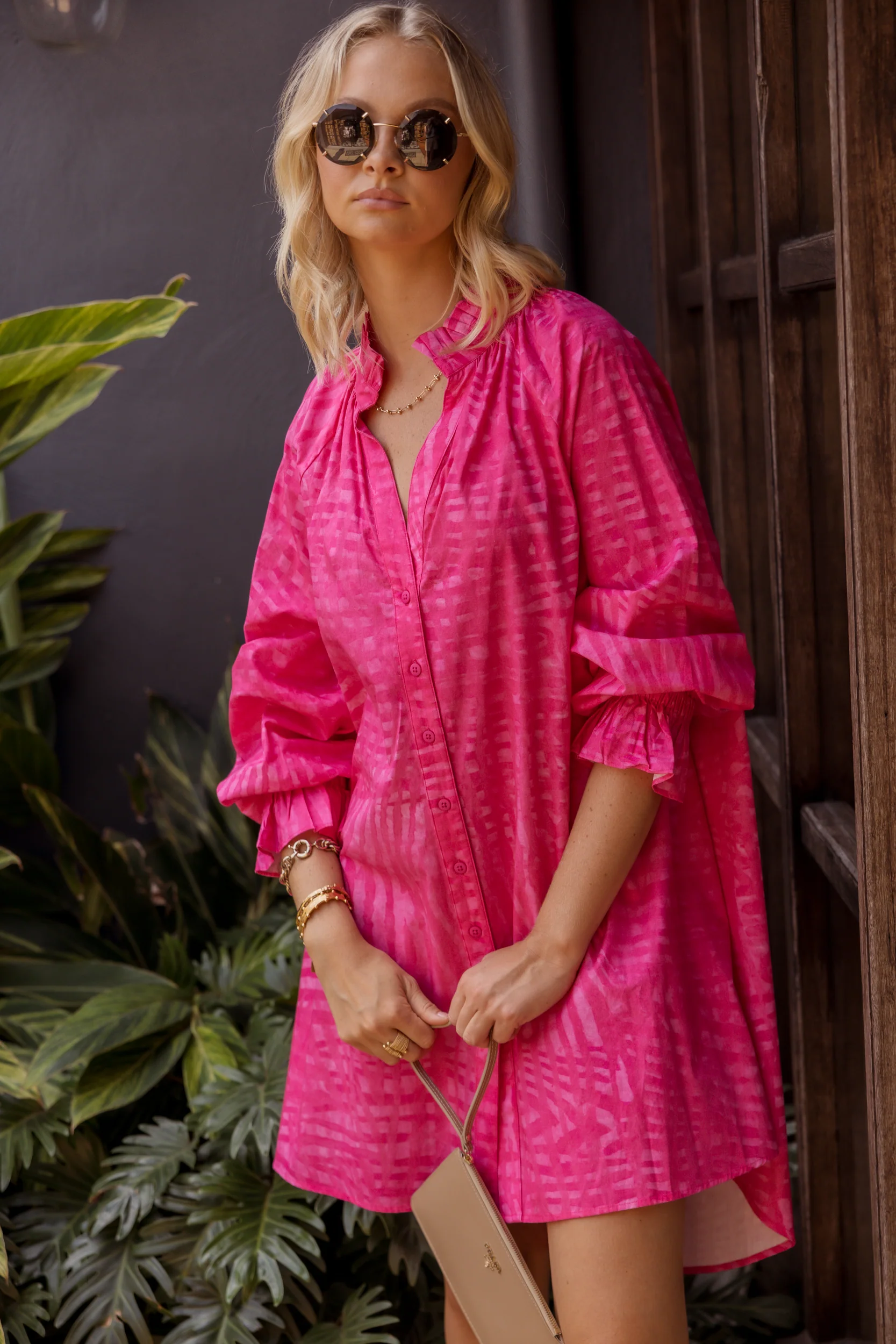 OLLIE Dress Hot Pink Brush Stoke - Image 2