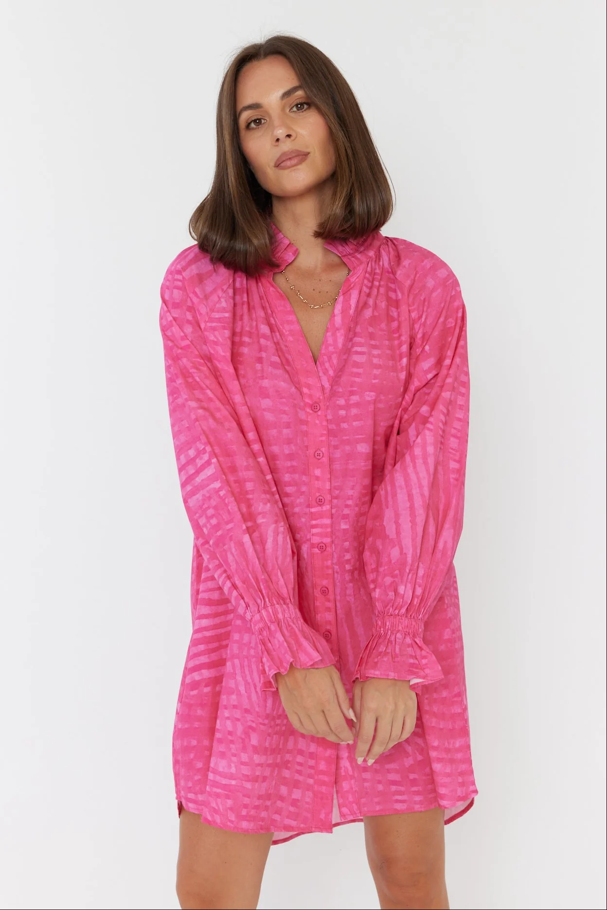 OLLIE Dress Hot Pink Brush Stoke - Image 6