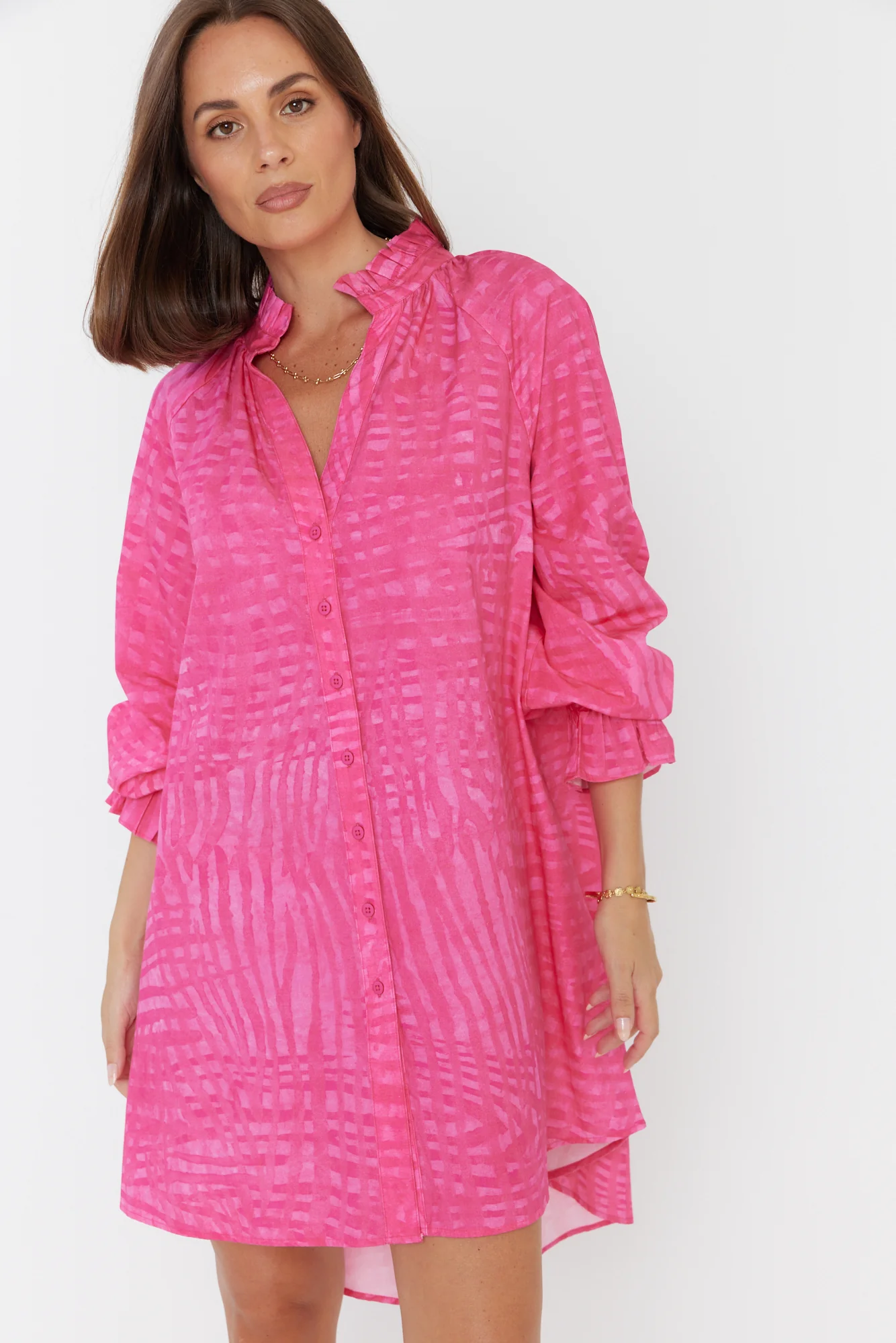 OLLIE Dress Hot Pink Brush Stoke - Image 7
