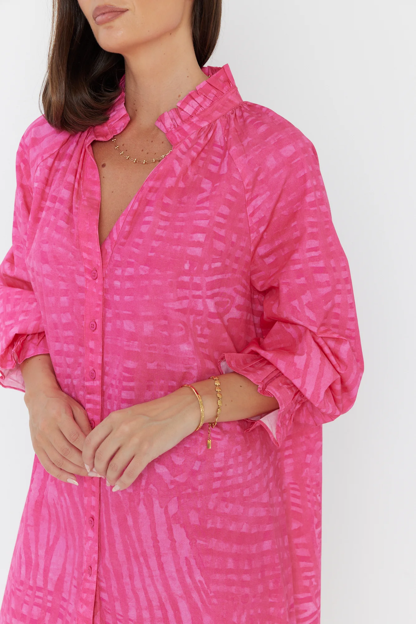 OLLIE Dress Hot Pink Brush Stoke - Image 8