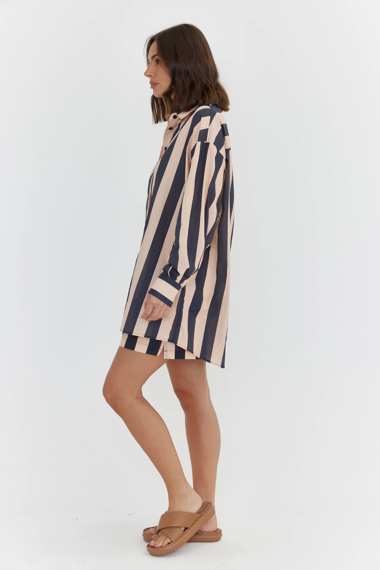 PLUTO Shirt Navy & Peach Stripe - Image 10