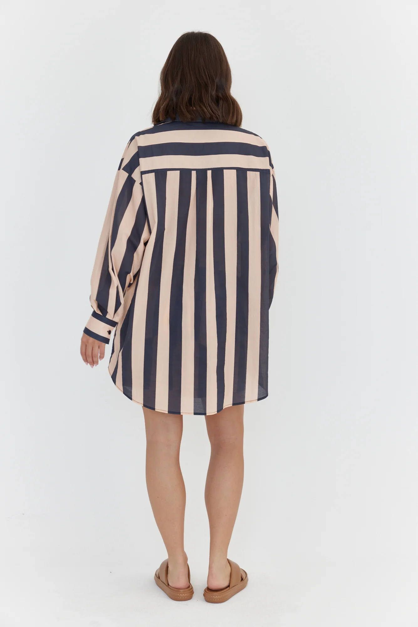 PLUTO Shirt Navy & Peach Stripe - Image 11