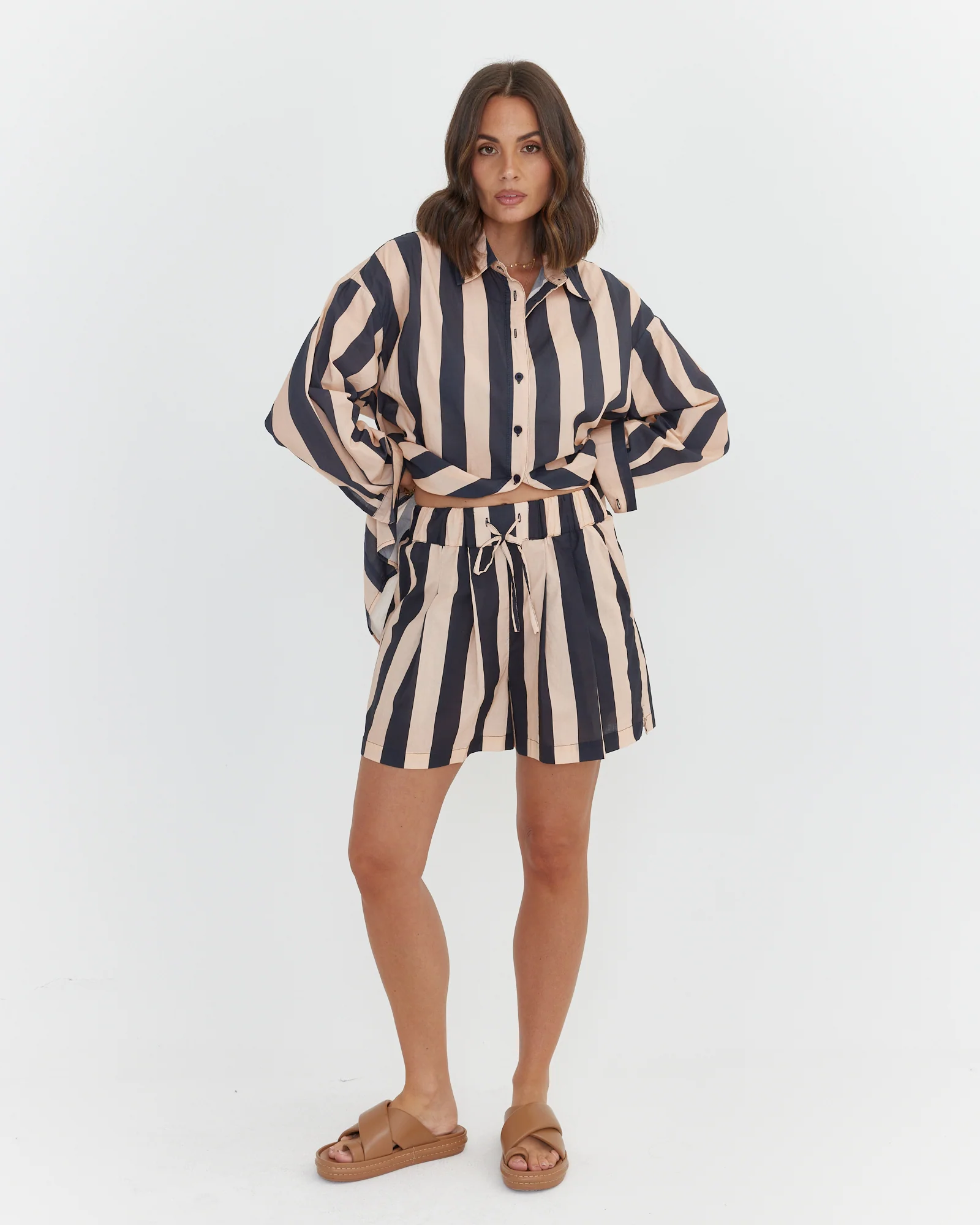RAZ Shorts Navy & Peach Stripe - Image 6