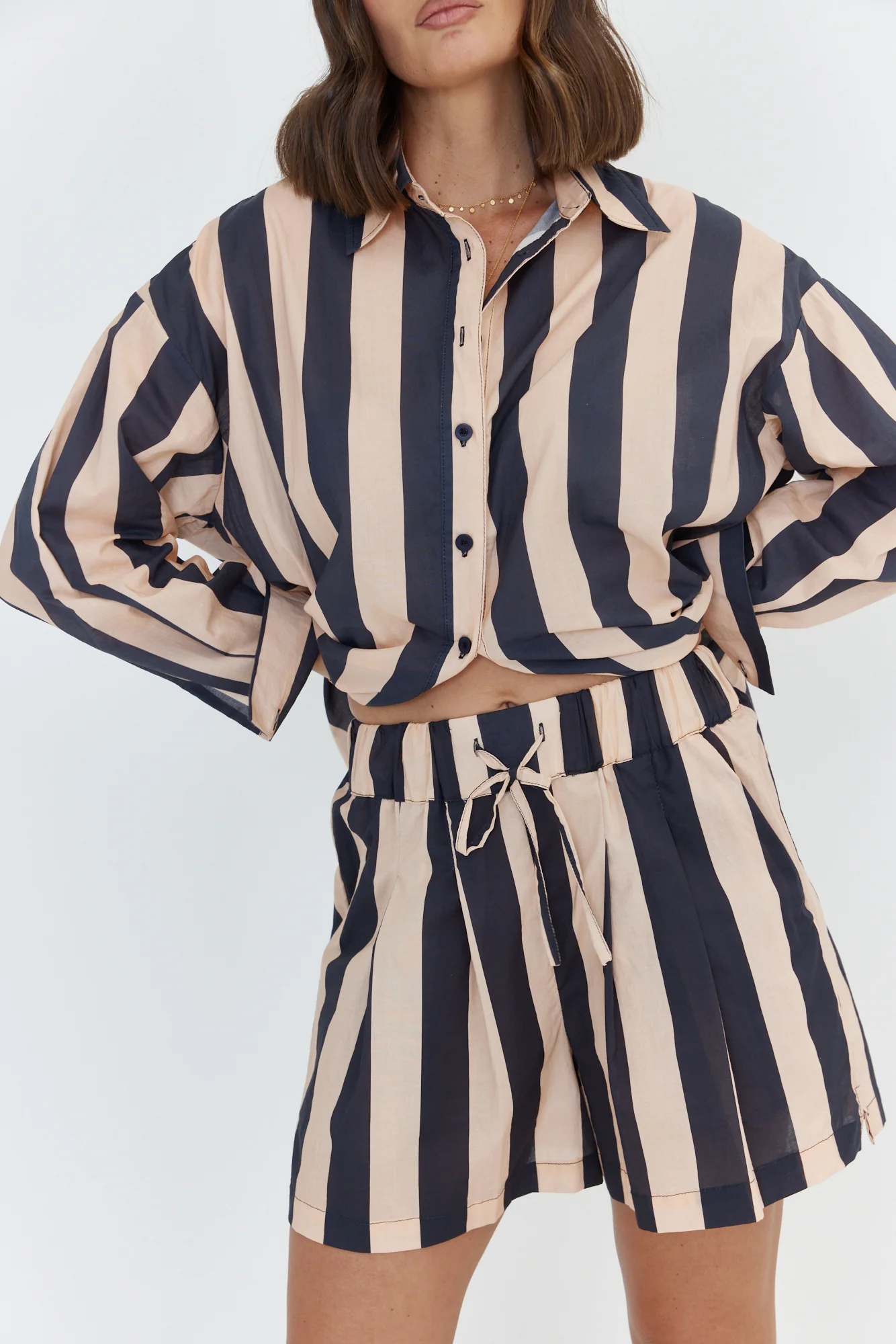 RAZ Shorts Navy & Peach Stripe - Image 8