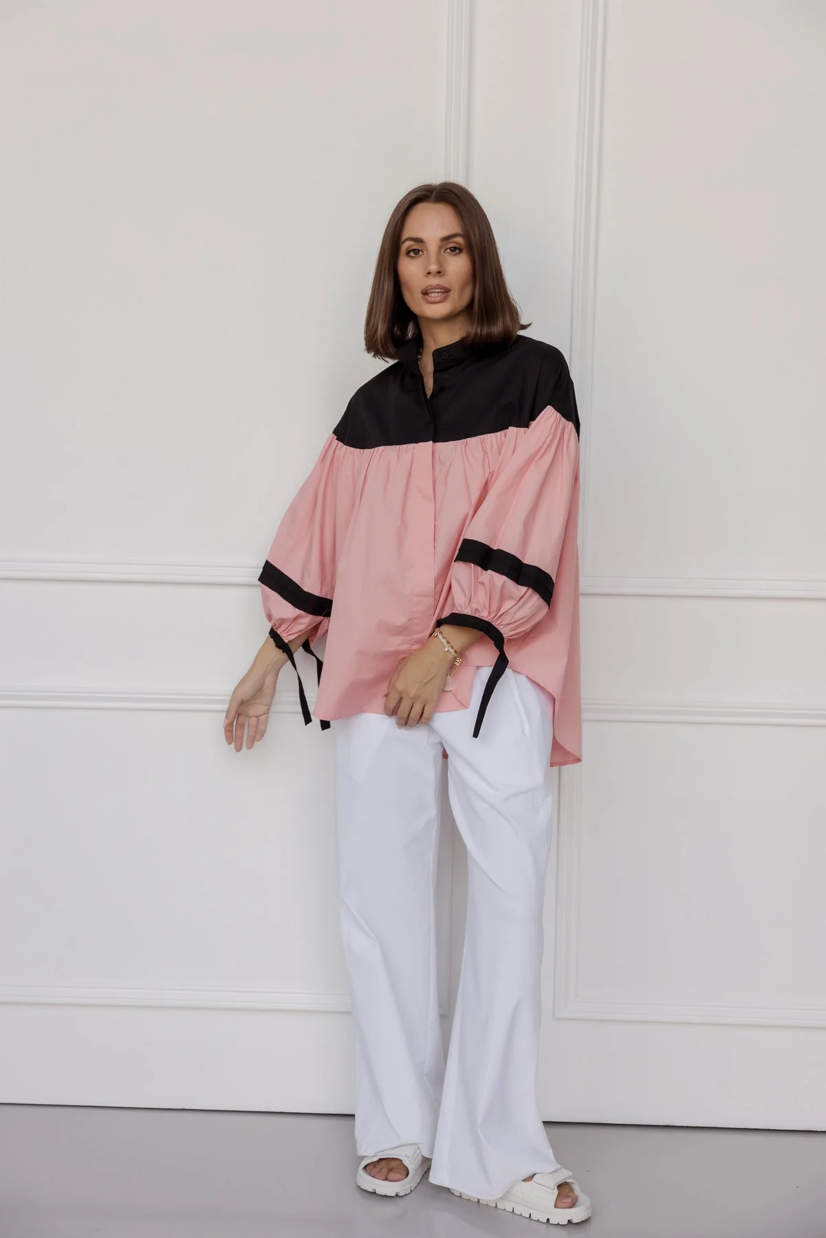 RENNOX Blouse Black & Peach - Image 3