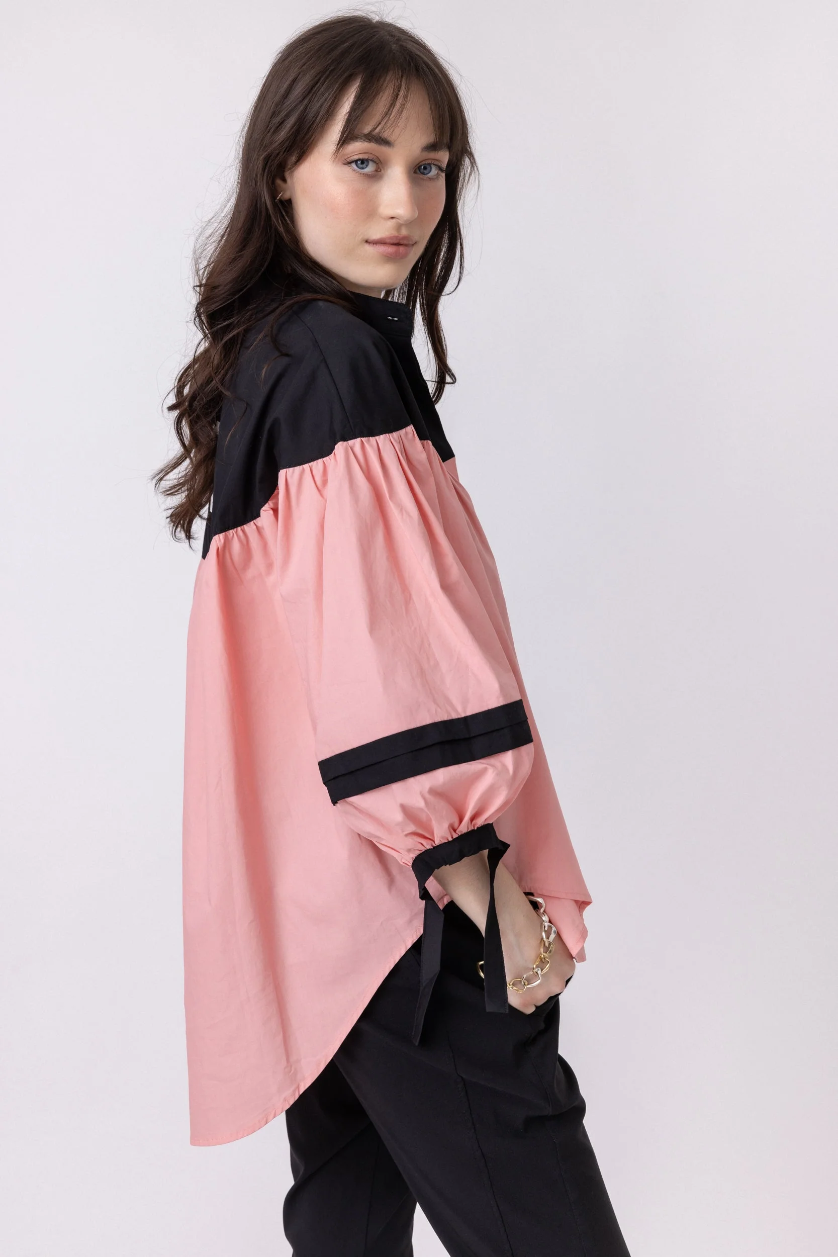 RENNOX Blouse Black & Peach - Image 5