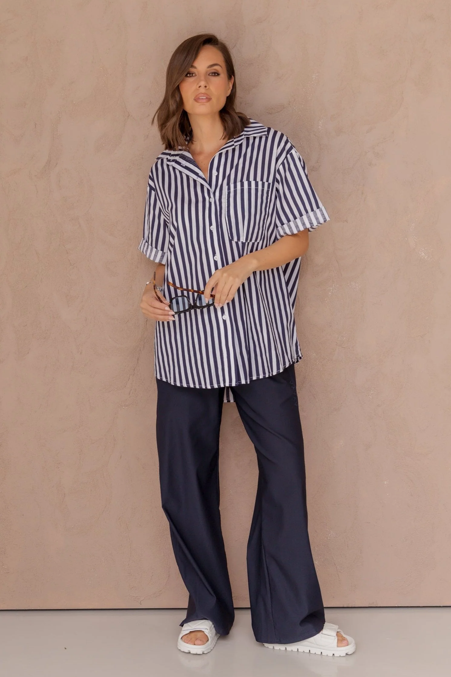 ROGUE Shirt Navy Wide Stripe - Image 3