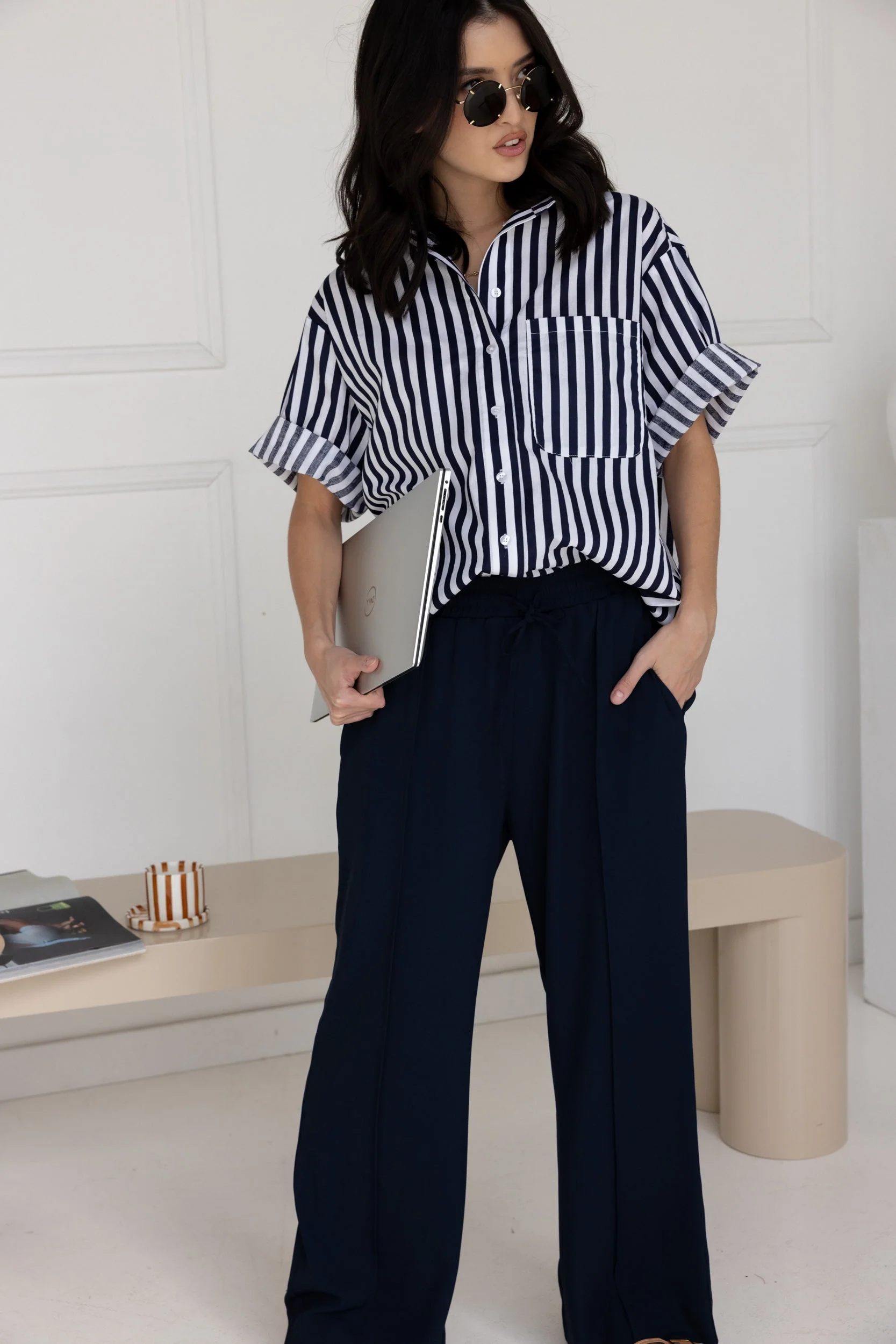 ROGUE Shirt Navy Wide Stripe - Image 4