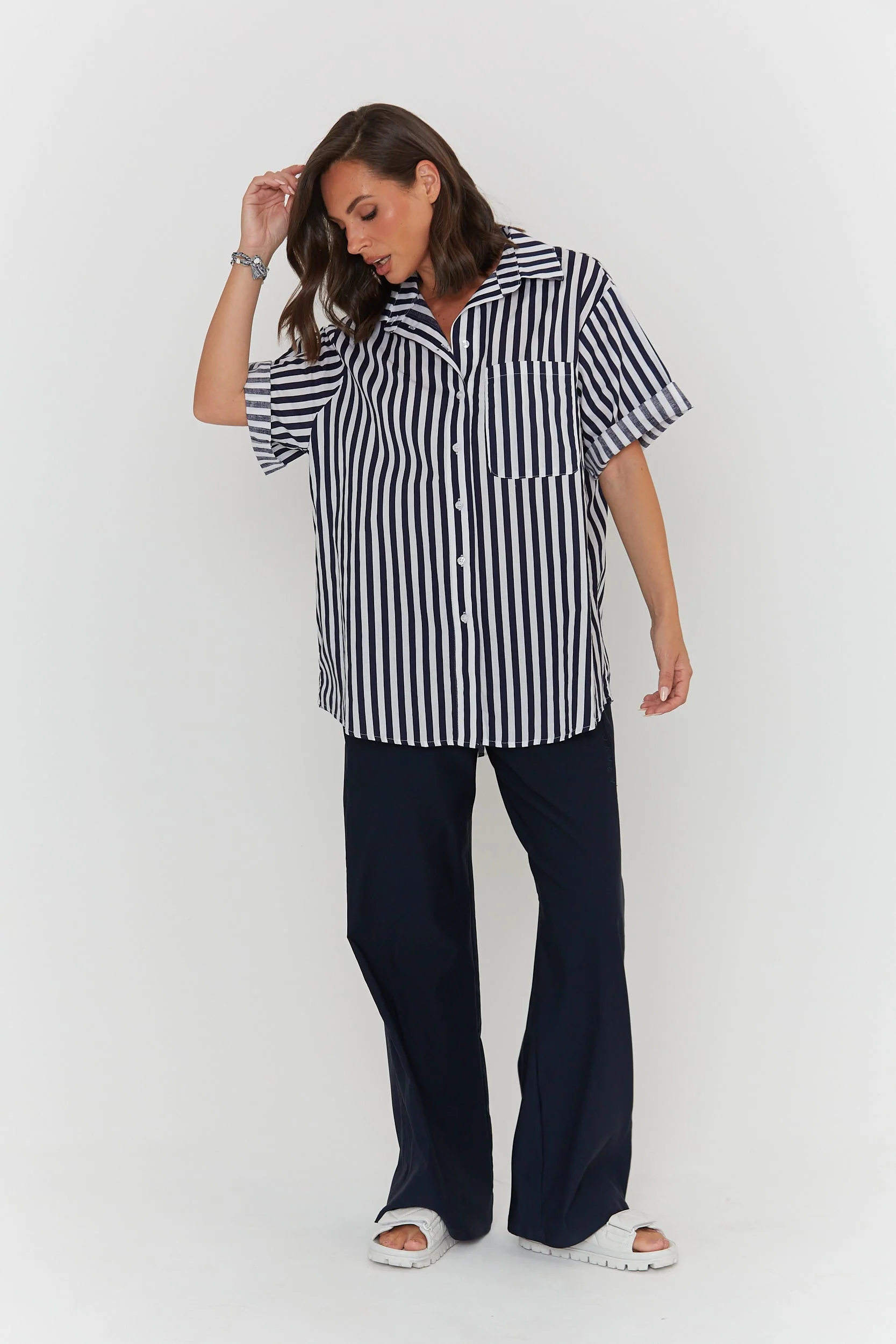 ROGUE Shirt Navy Wide Stripe - Image 6