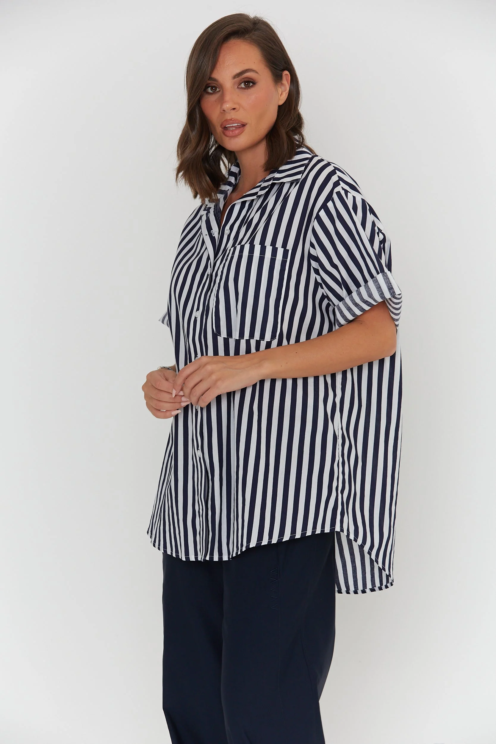 ROGUE Shirt Navy Wide Stripe - Image 7