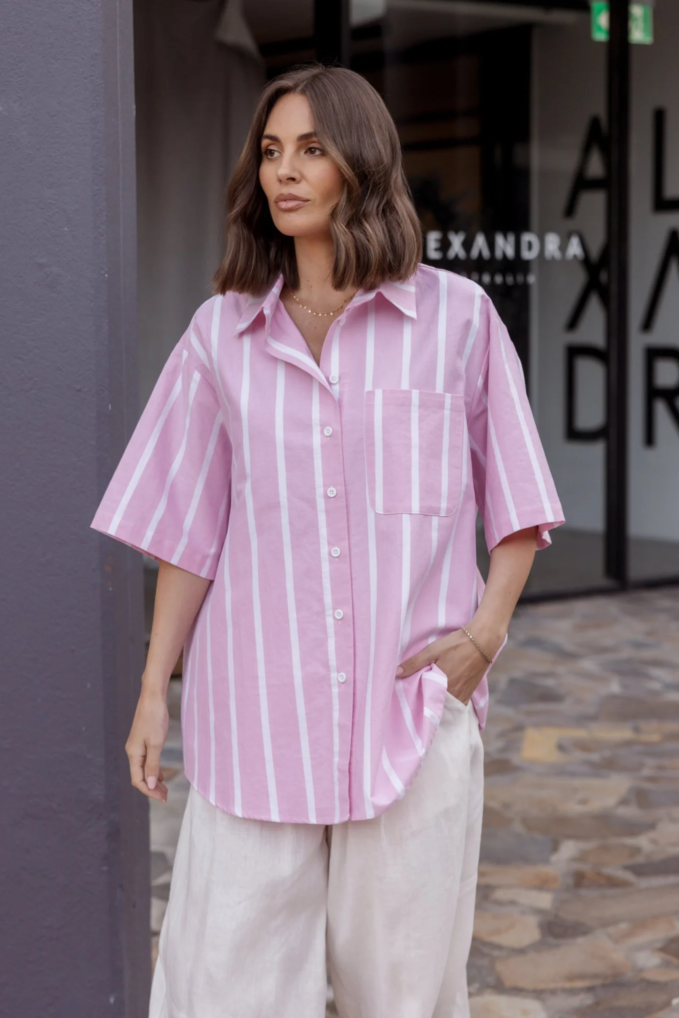 ROGUE Shirt Chambray Pink Stripe