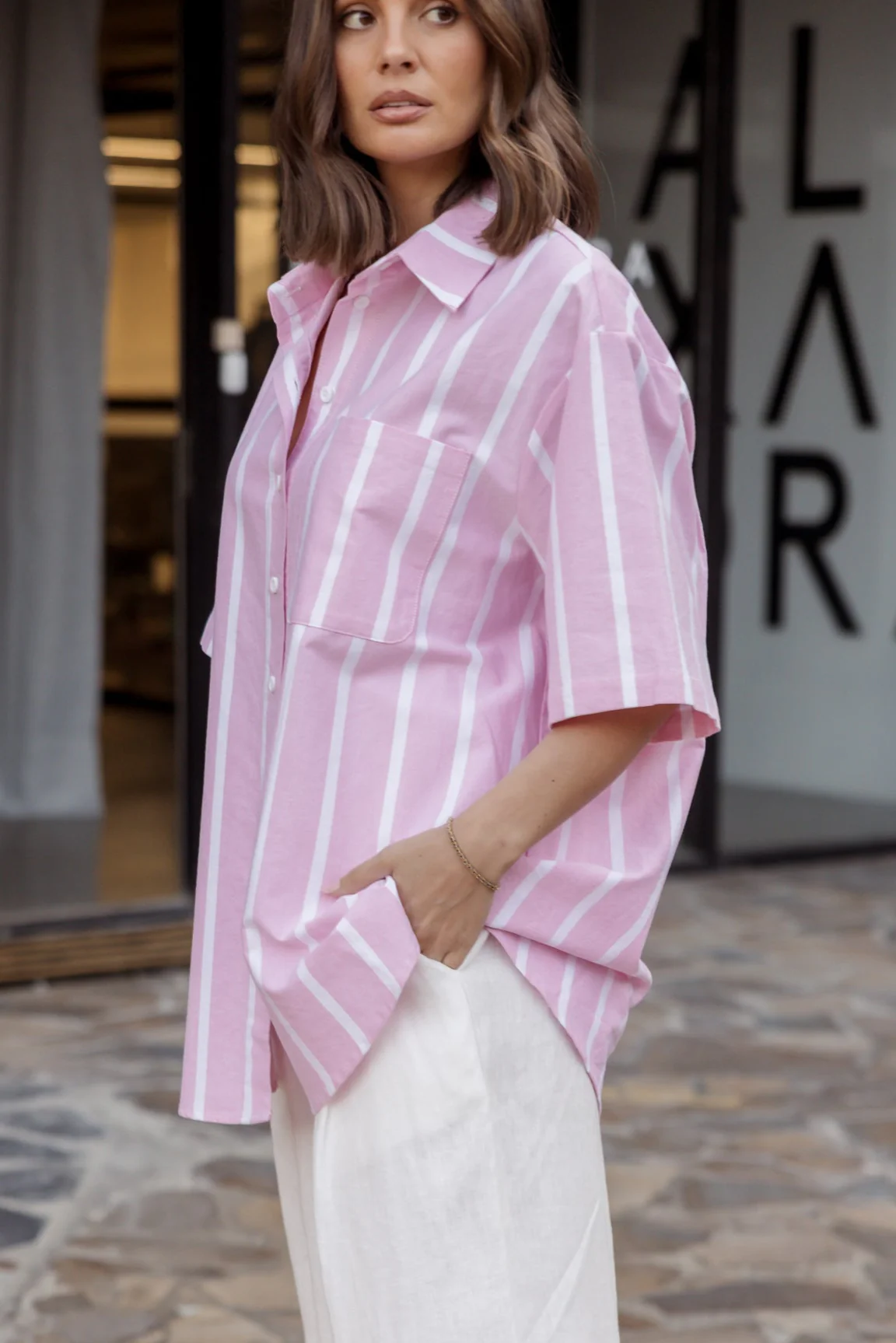 ROGUE Shirt Chambray Pink Stripe - Image 2