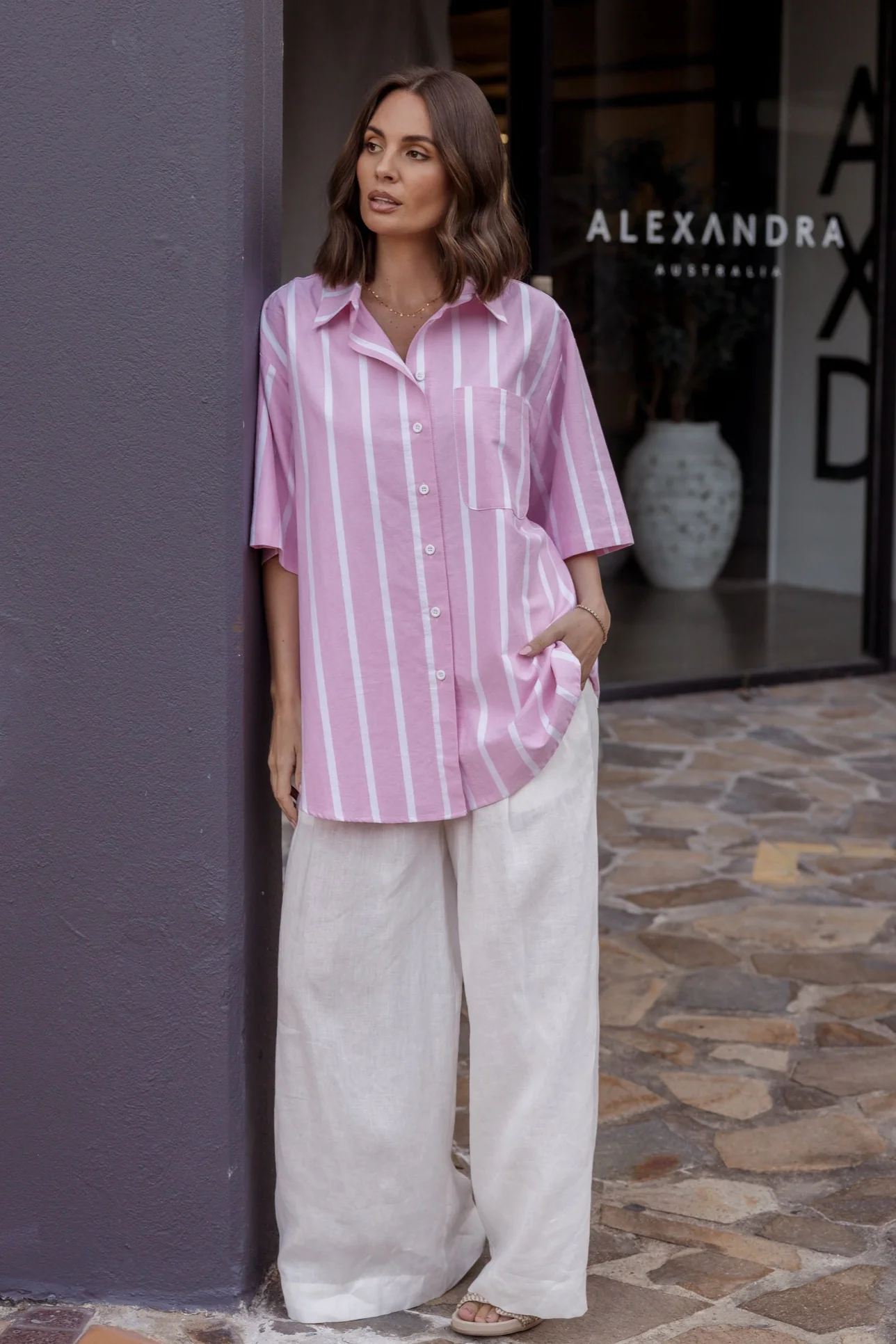 ROGUE Shirt Chambray Pink Stripe - Image 3