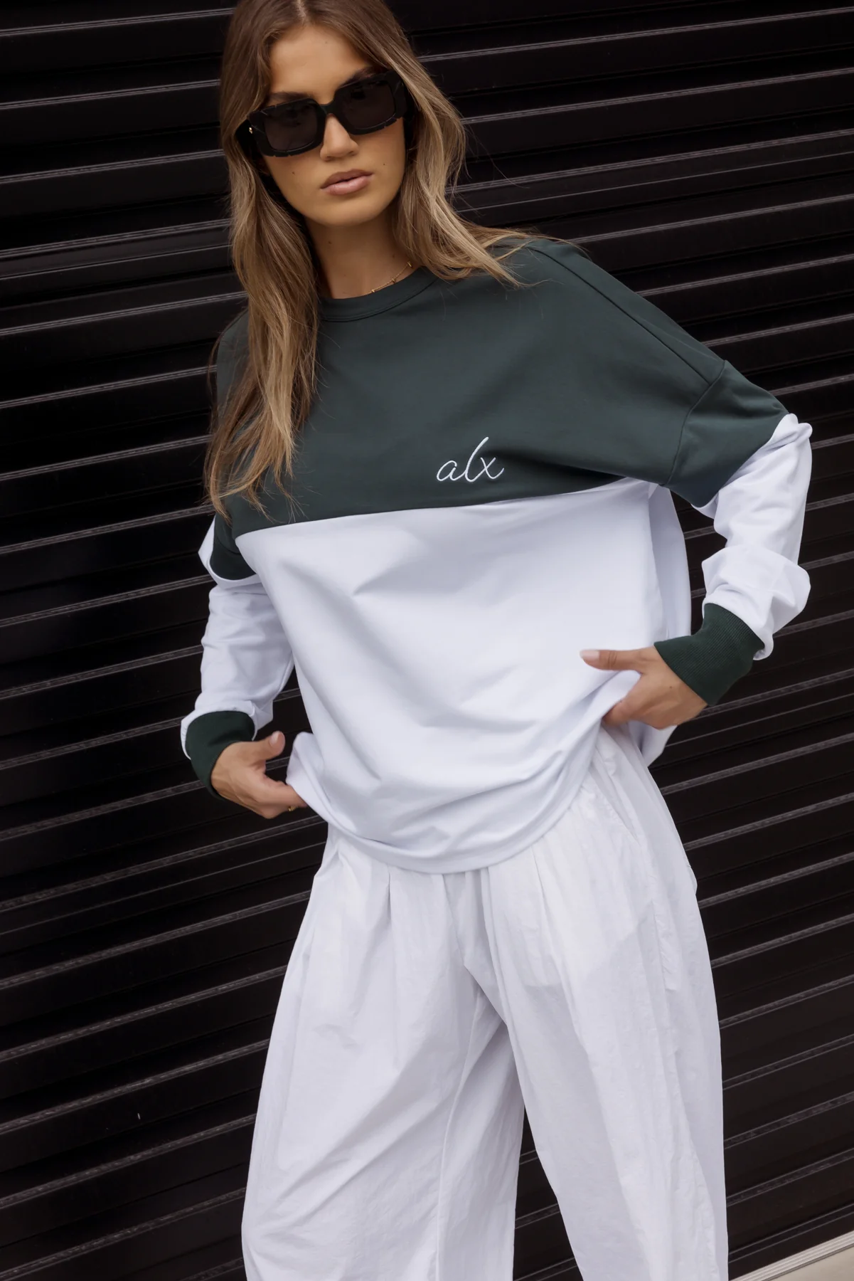 SIA Long Sleeve Top White/Green - Image 3