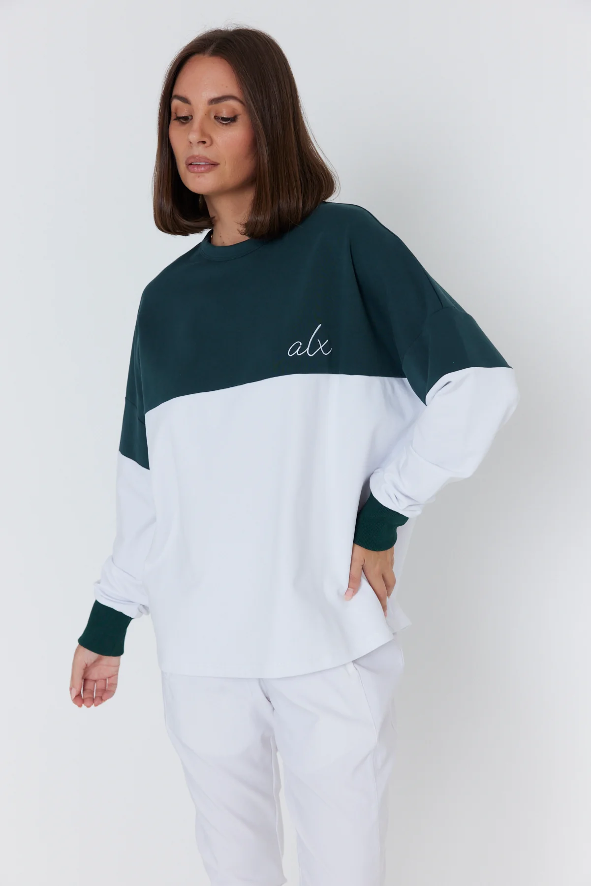 SIA Long Sleeve Top White/Green - Image 6