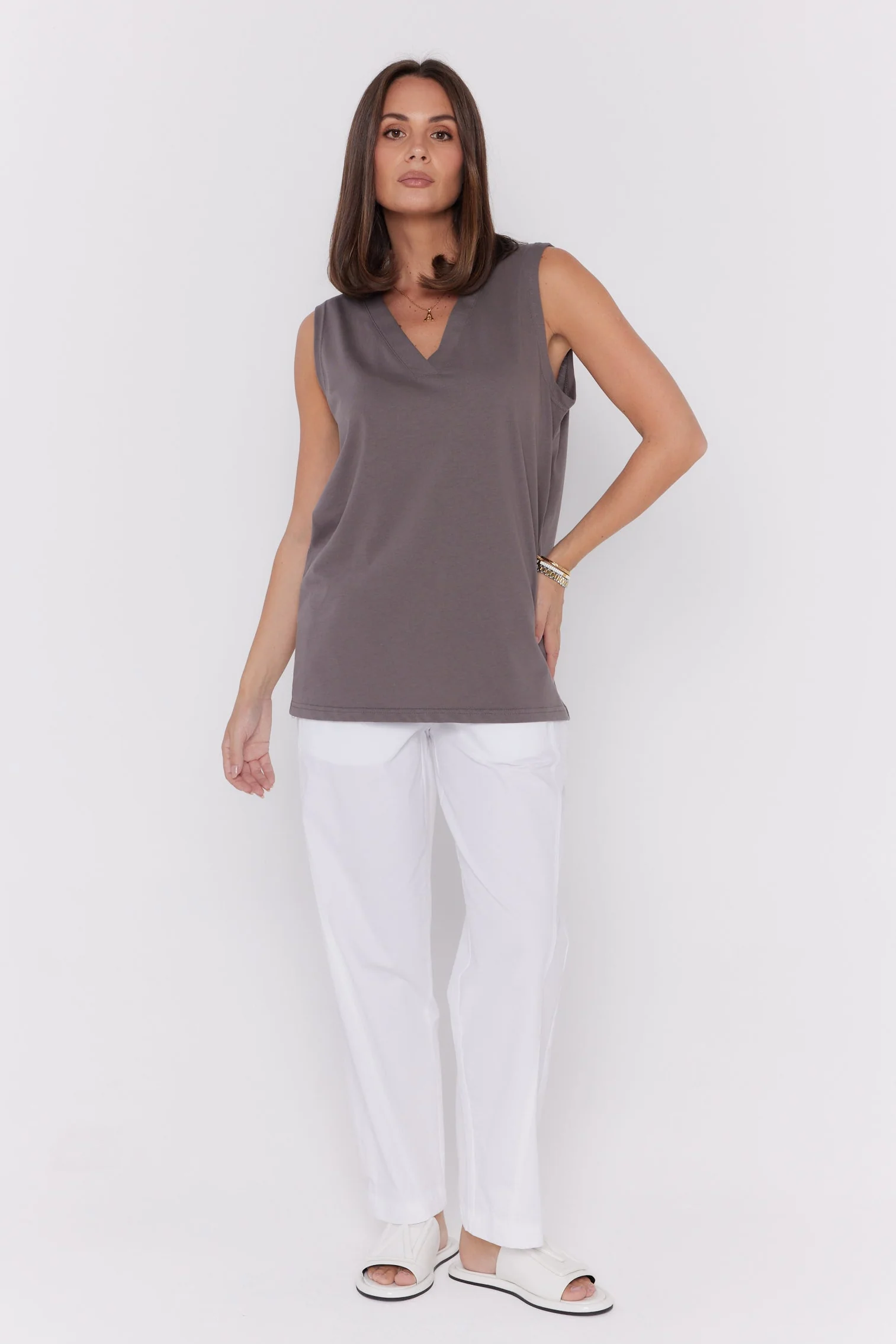 SIMBA V-Neck Taupe Brown - Image 5