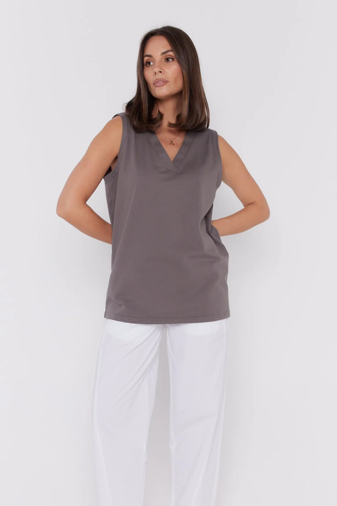 SIMBA V-Neck Taupe Brown - Image 7