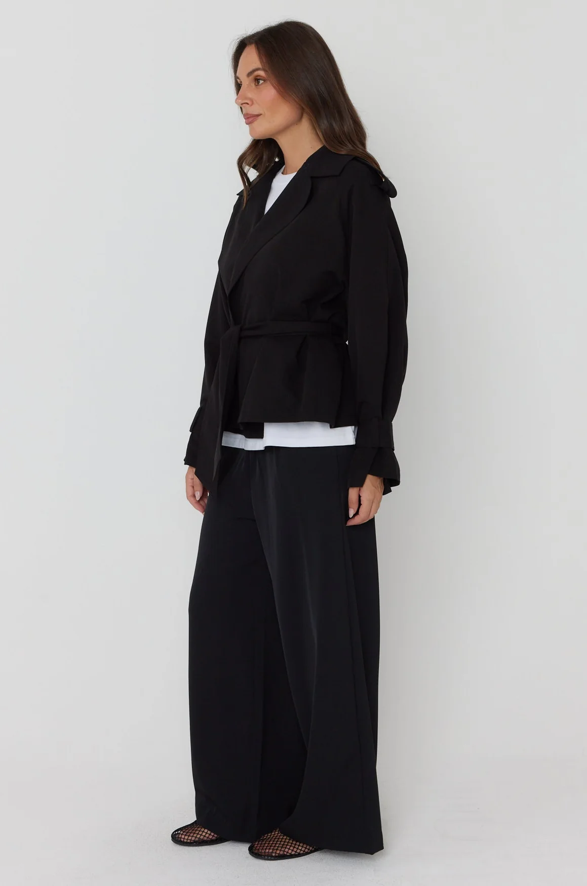 SOREN Soft Cropped Trench Black - Image 11