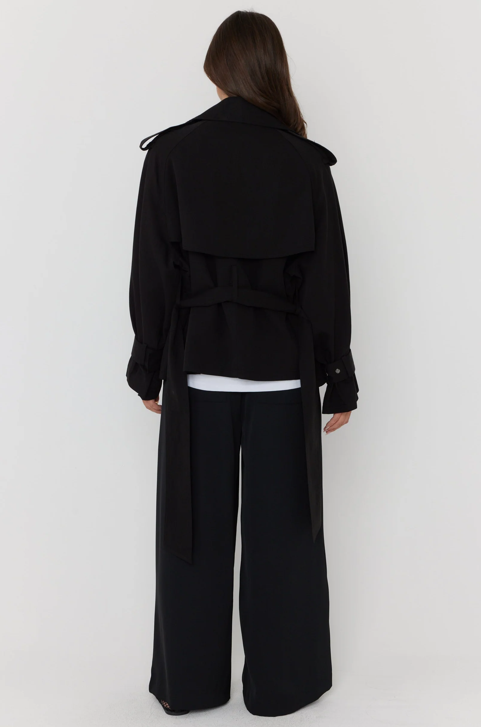 SOREN Soft Cropped Trench Black - Image 12
