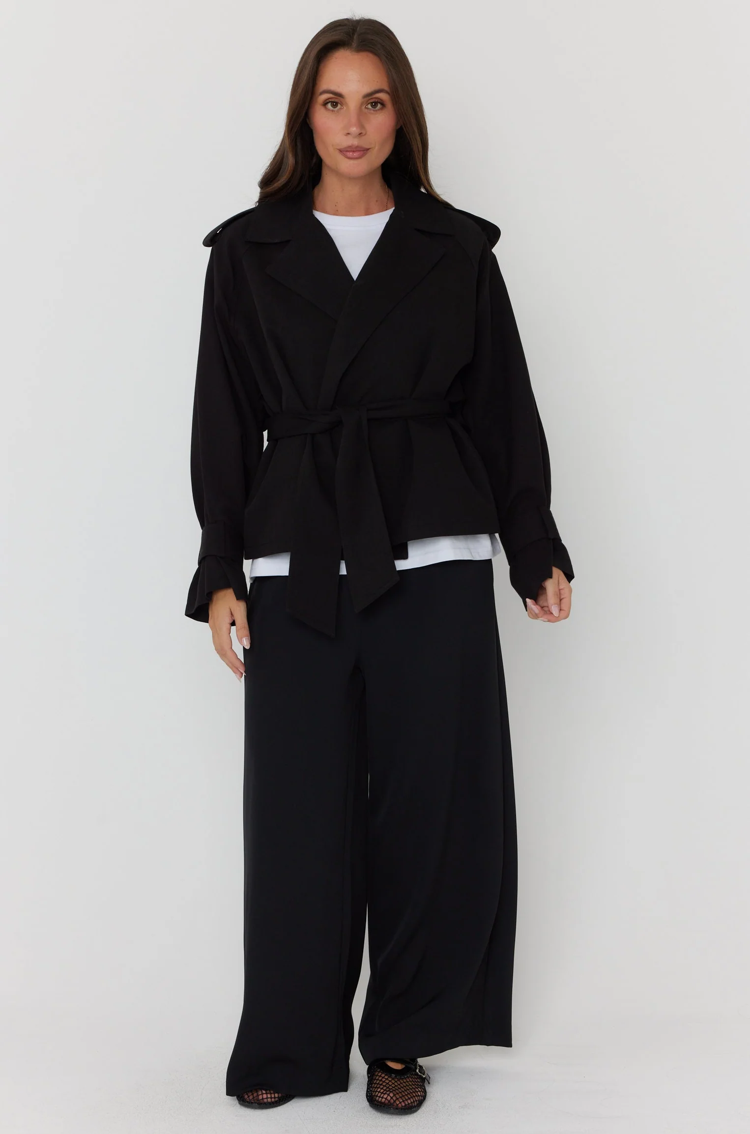 SOREN Soft Cropped Trench Black - Image 6