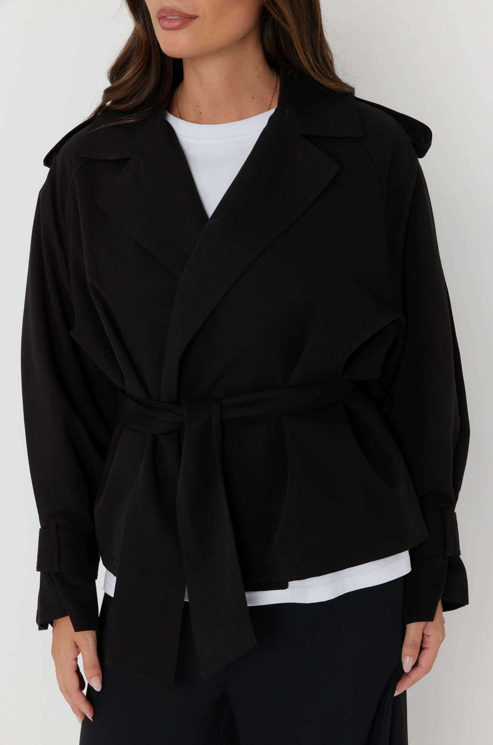 SOREN Soft Cropped Trench Black - Image 8