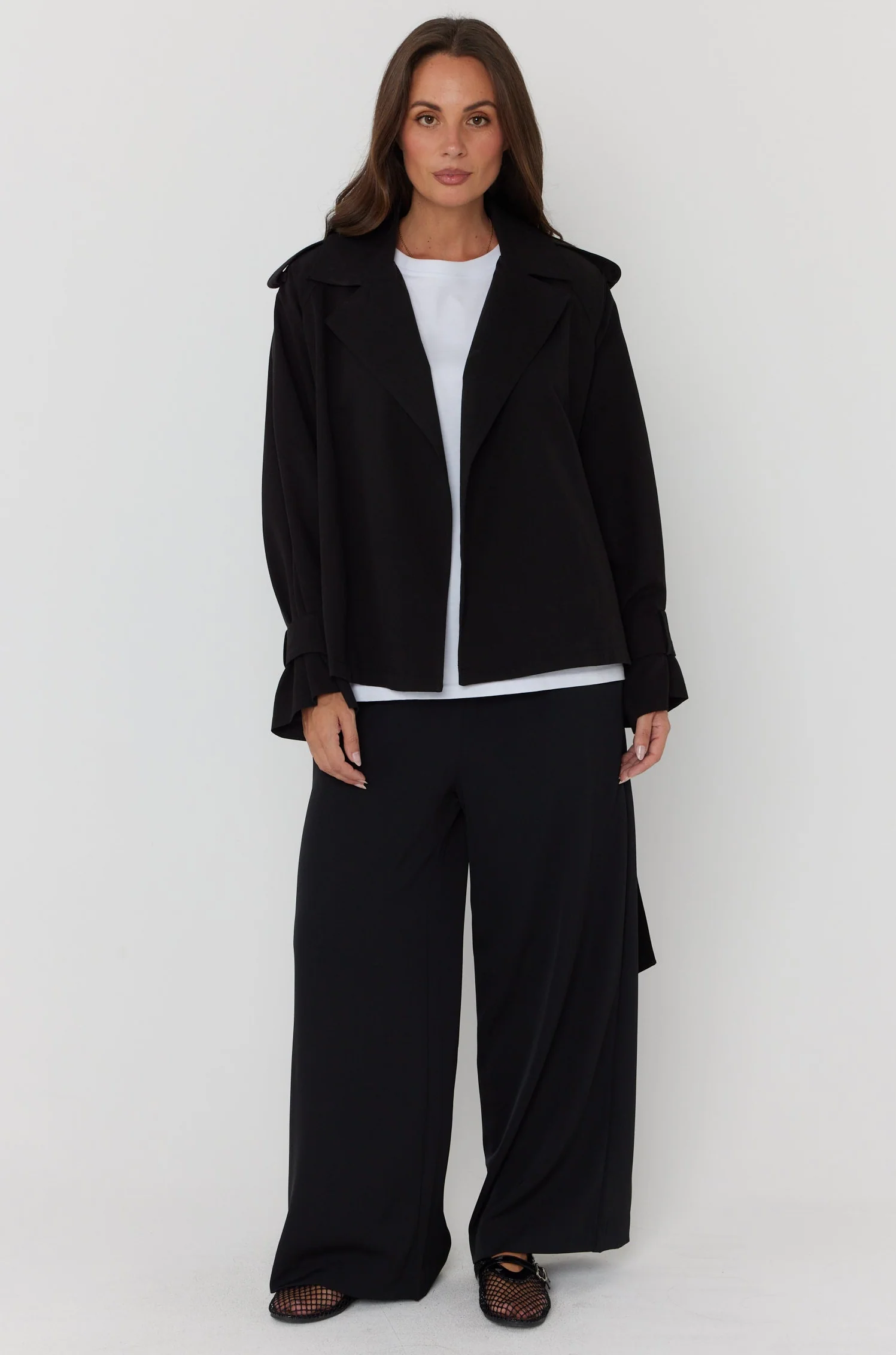 SOREN Soft Cropped Trench Black - Image 9