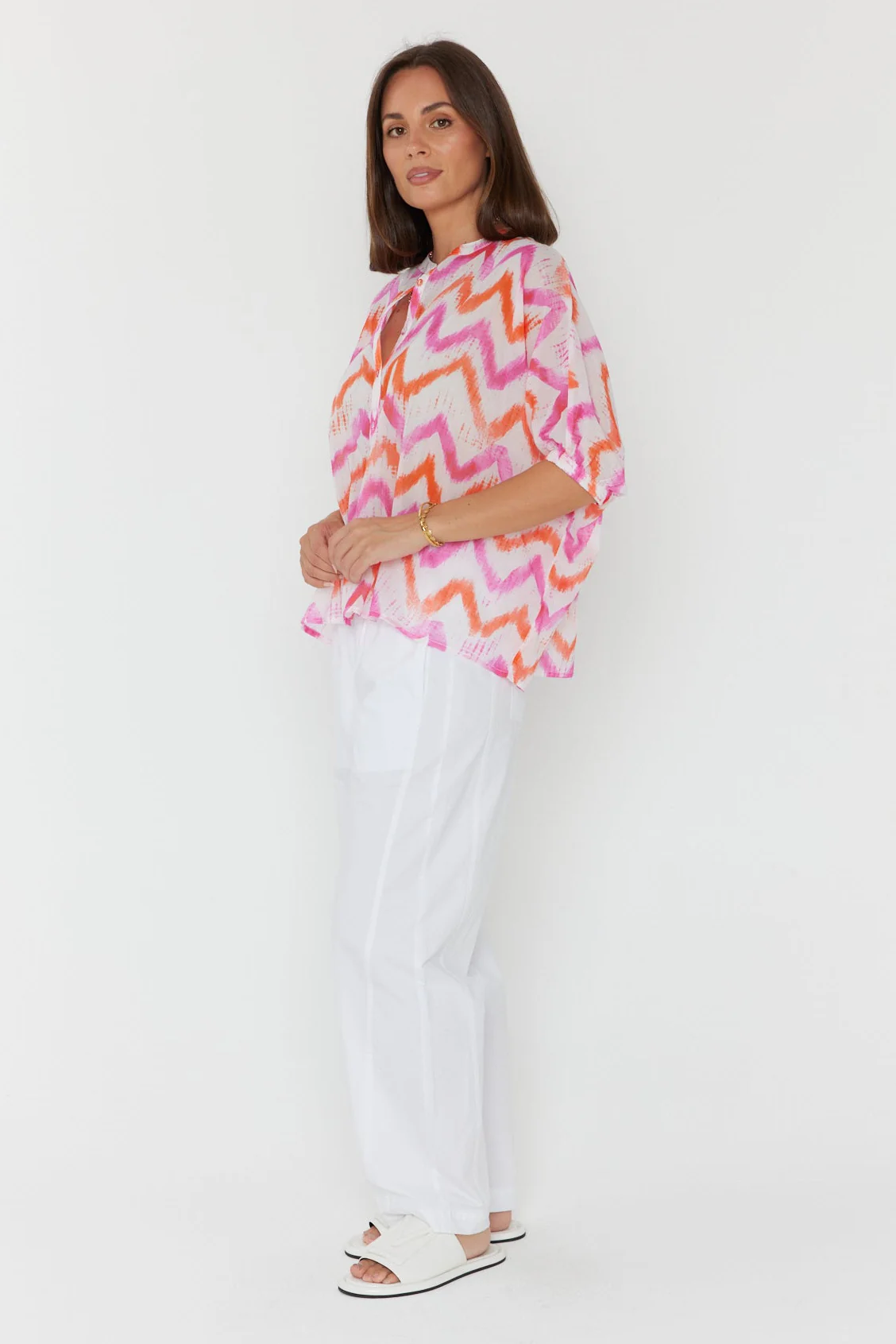 SULTAN Blouse Pink Orange Zig Zag - Image 10