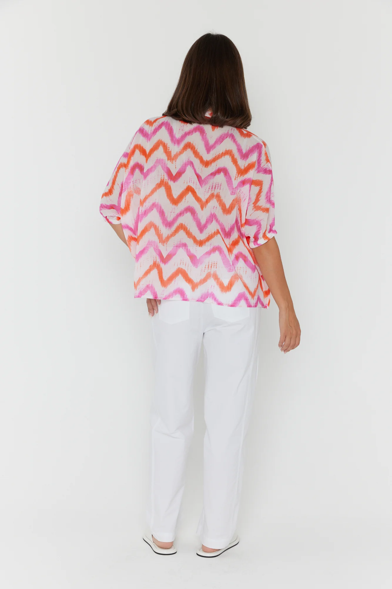 SULTAN Blouse Pink Orange Zig Zag - Image 11