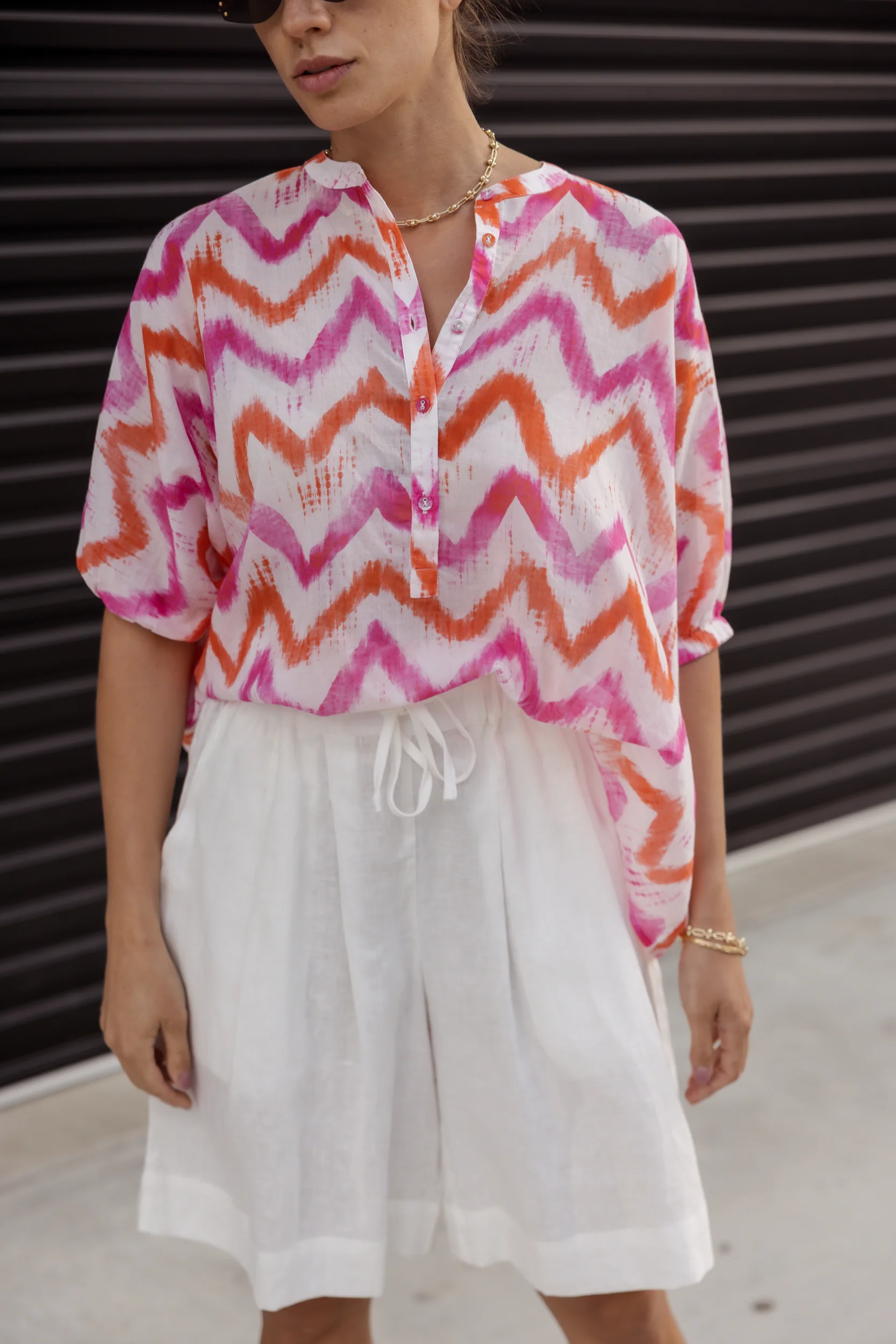 SULTAN Blouse Pink Orange Zig Zag - Image 5