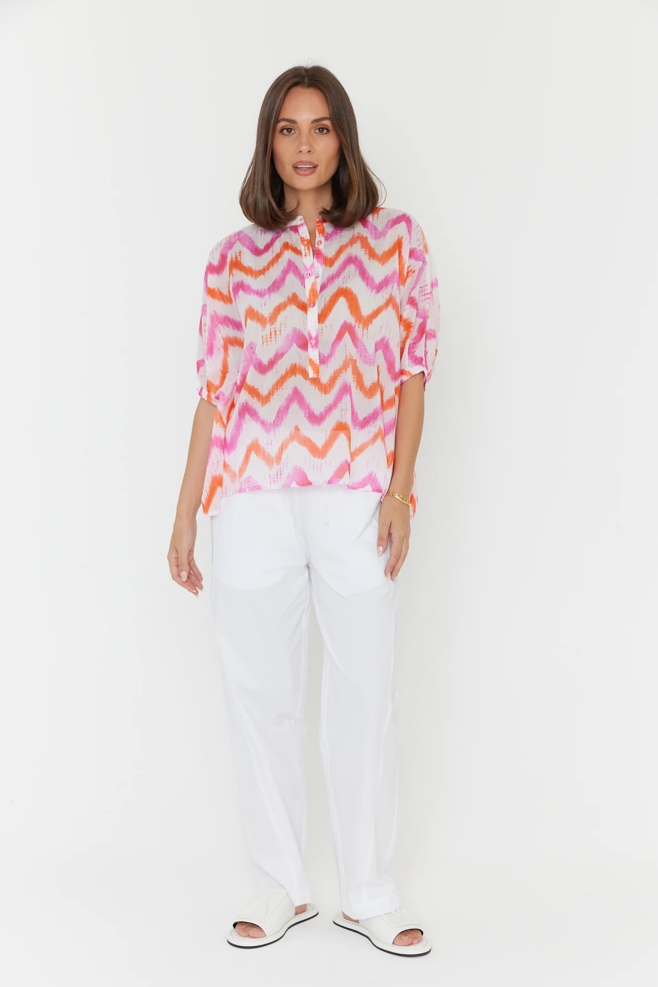 SULTAN Blouse Pink Orange Zig Zag - Image 6