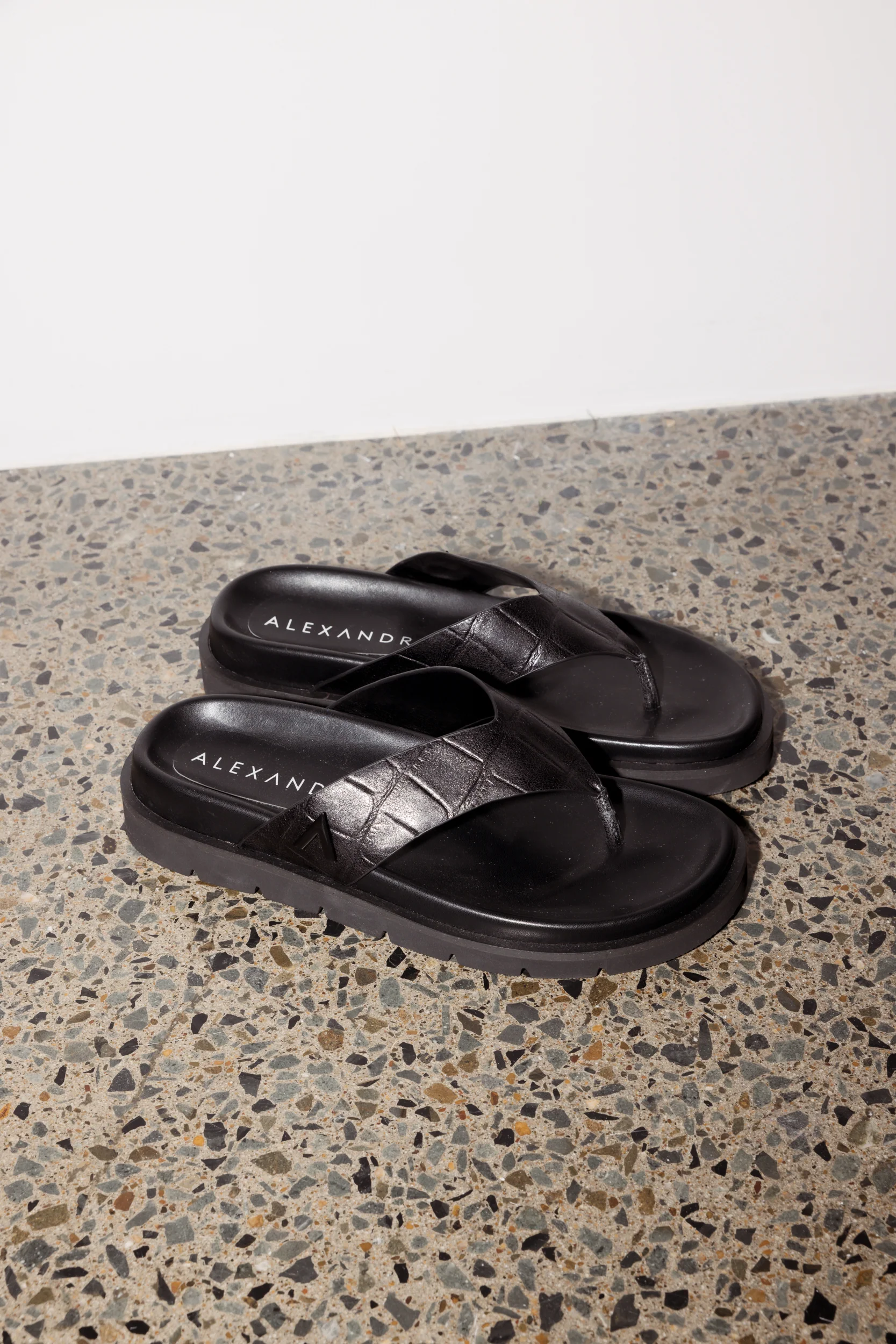 Leather Thong Black Croc - Image 3