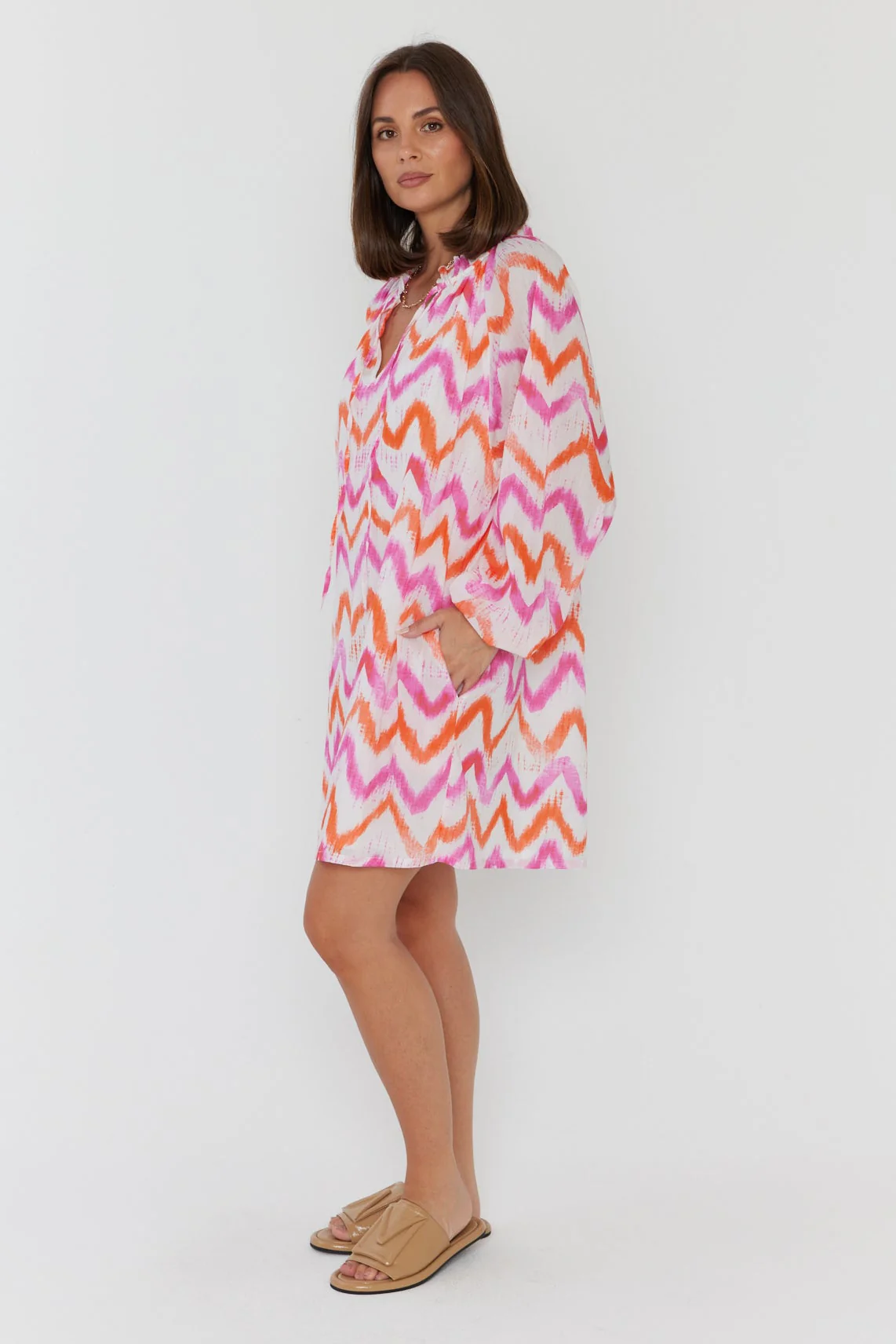 TOBIAS Dress Pink Orange Zig Zag - Image 10