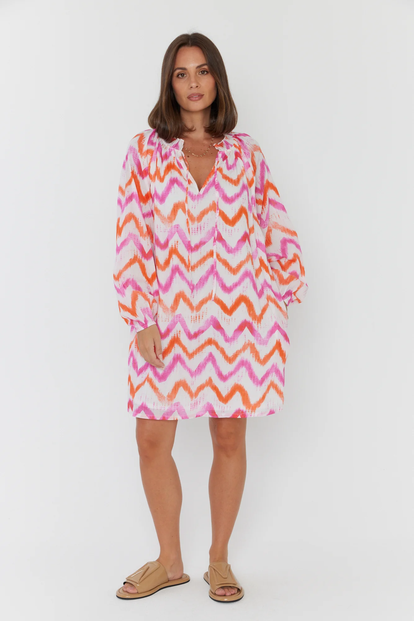 TOBIAS Dress Pink Orange Zig Zag - Image 6