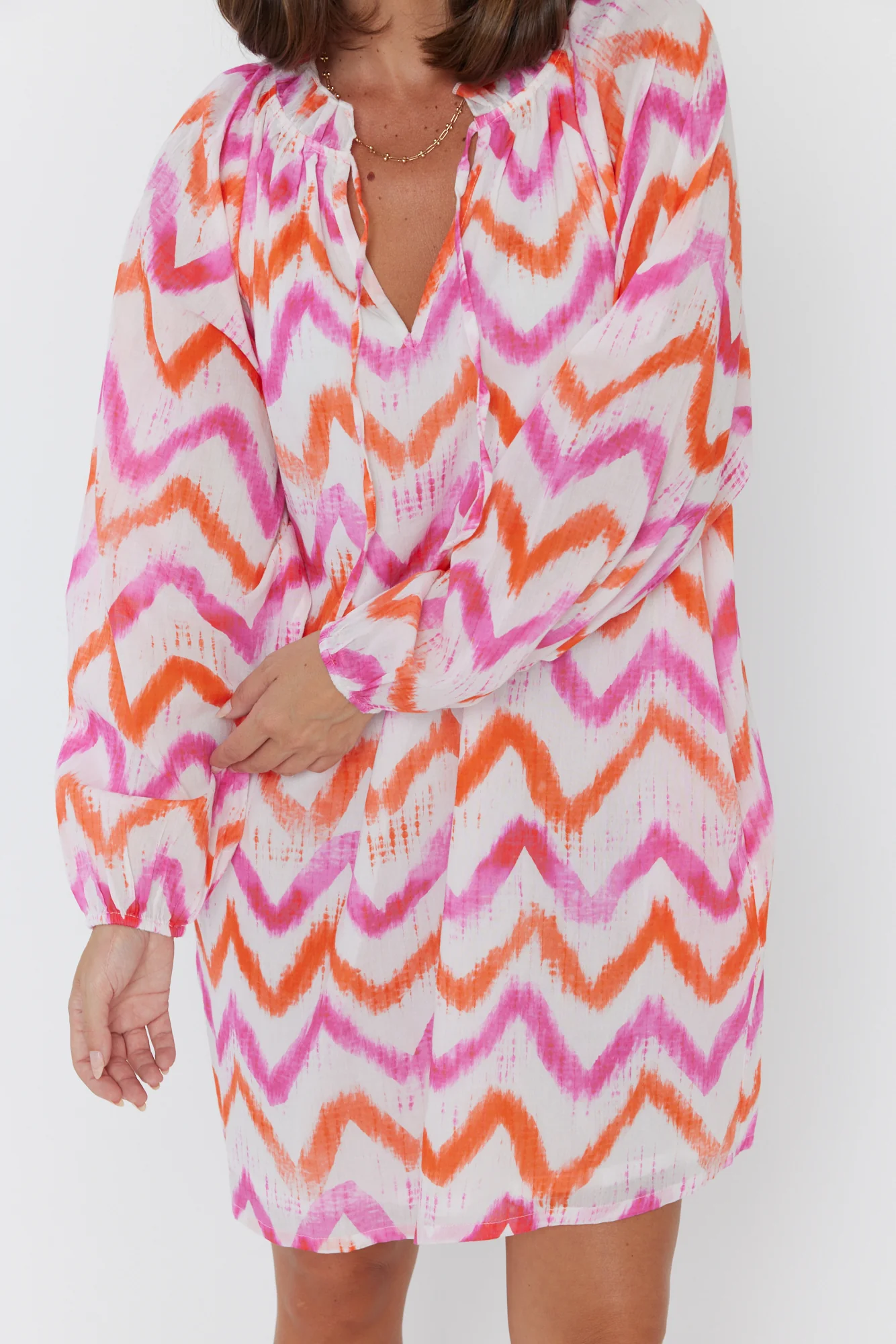 TOBIAS Dress Pink Orange Zig Zag - Image 8