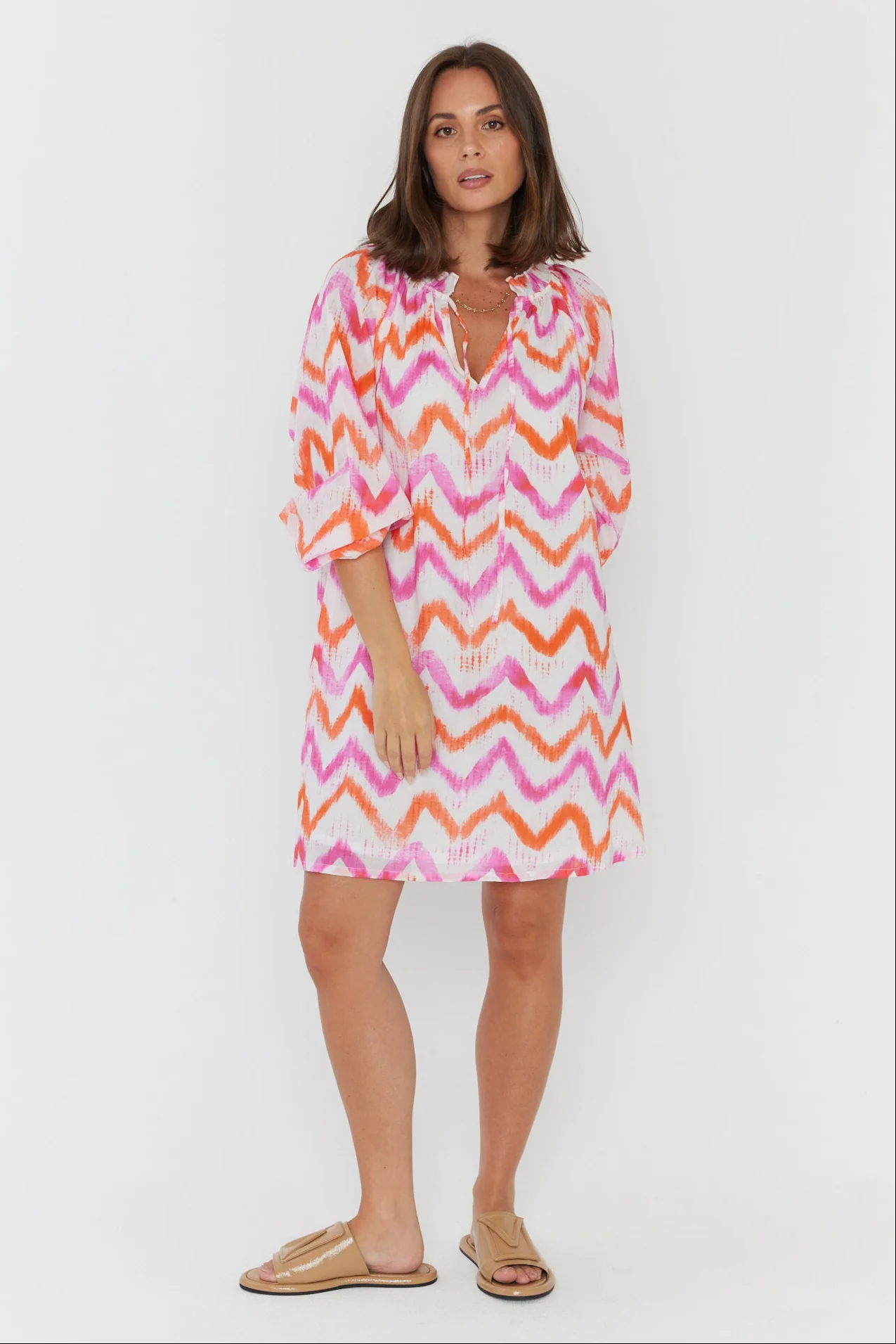 TOBIAS Dress Pink Orange Zig Zag - Image 9