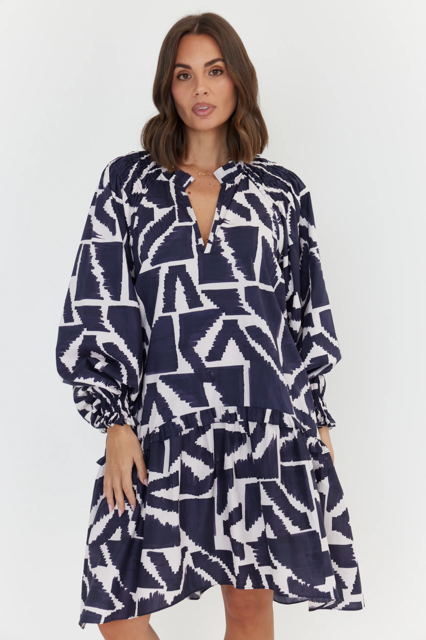 TOMMY Dress Navy Geo Print - Image 8