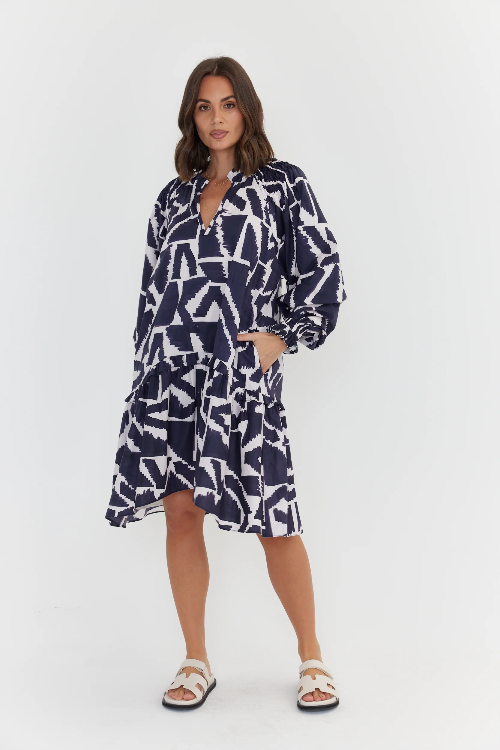 TOMMY Dress Navy Geo Print - Image 9