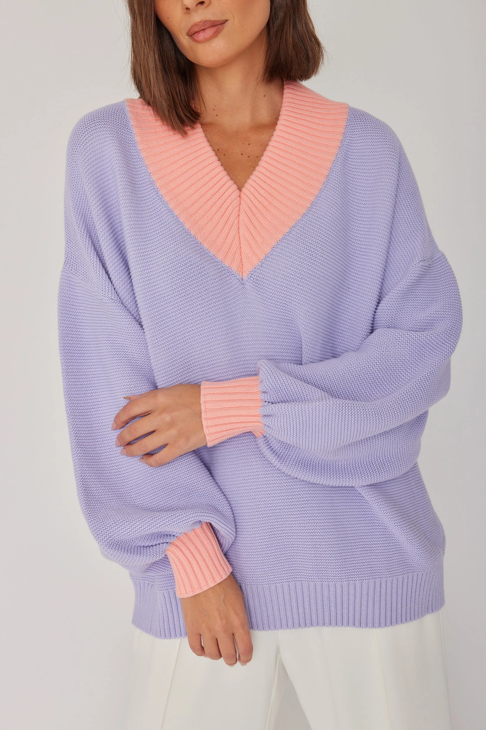 VISSY Knit Jumper Lilac/Peach - Image 7