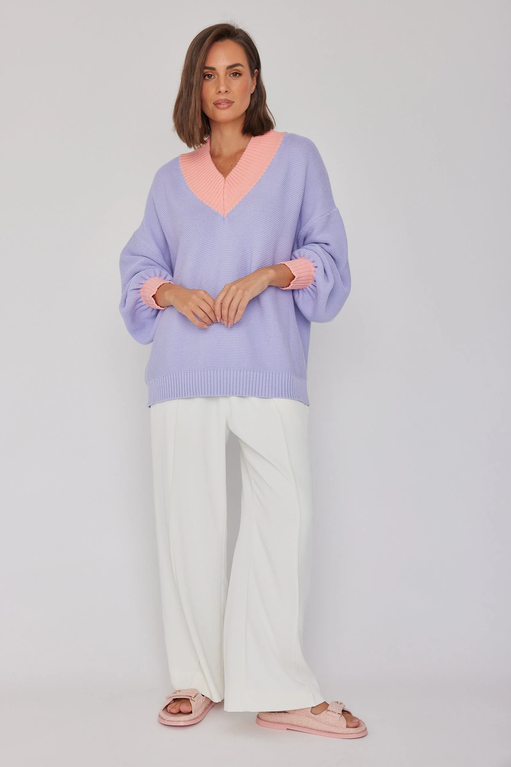 VISSY Knit Jumper Lilac/Peach - Image 8