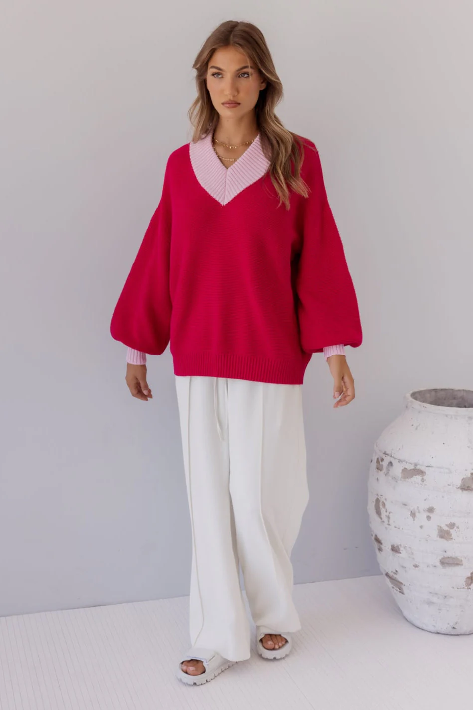 VISSY Knit Jumper Pink/Pink - Image 3