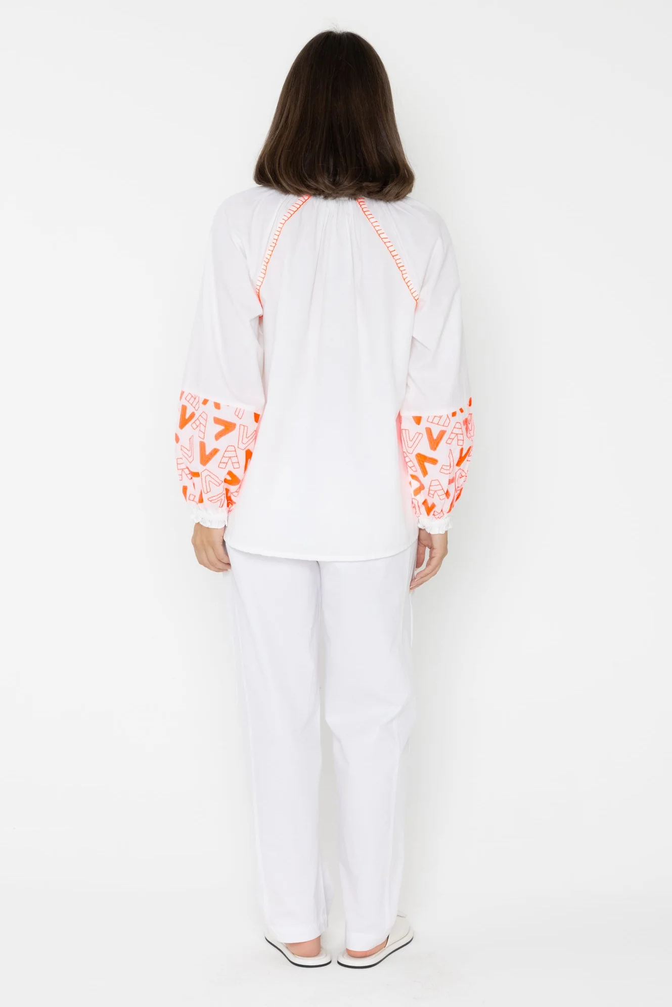 ZOEY Blouse White/Fluro Orange - Image 10